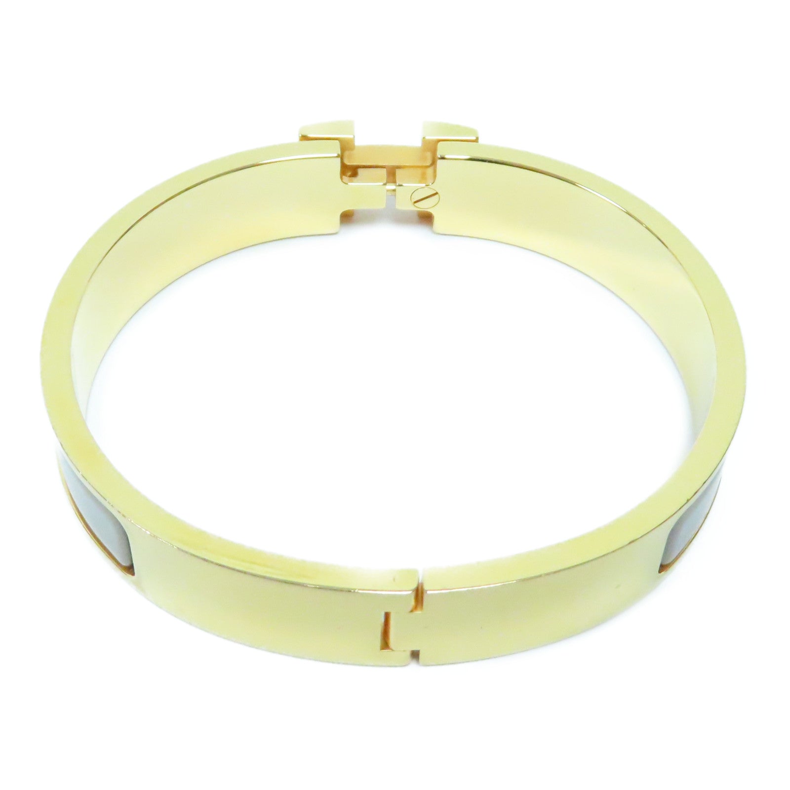 HERMES 金屬Clic H Bracelet金扣手鐲淺啡色
