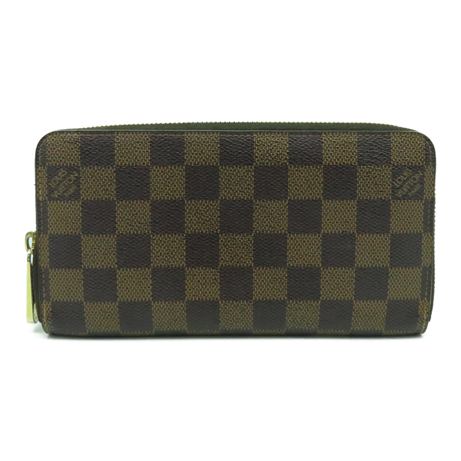 LOUIS VUITTON Damier Ebene Zipper Wallet金扣長錢包啡色