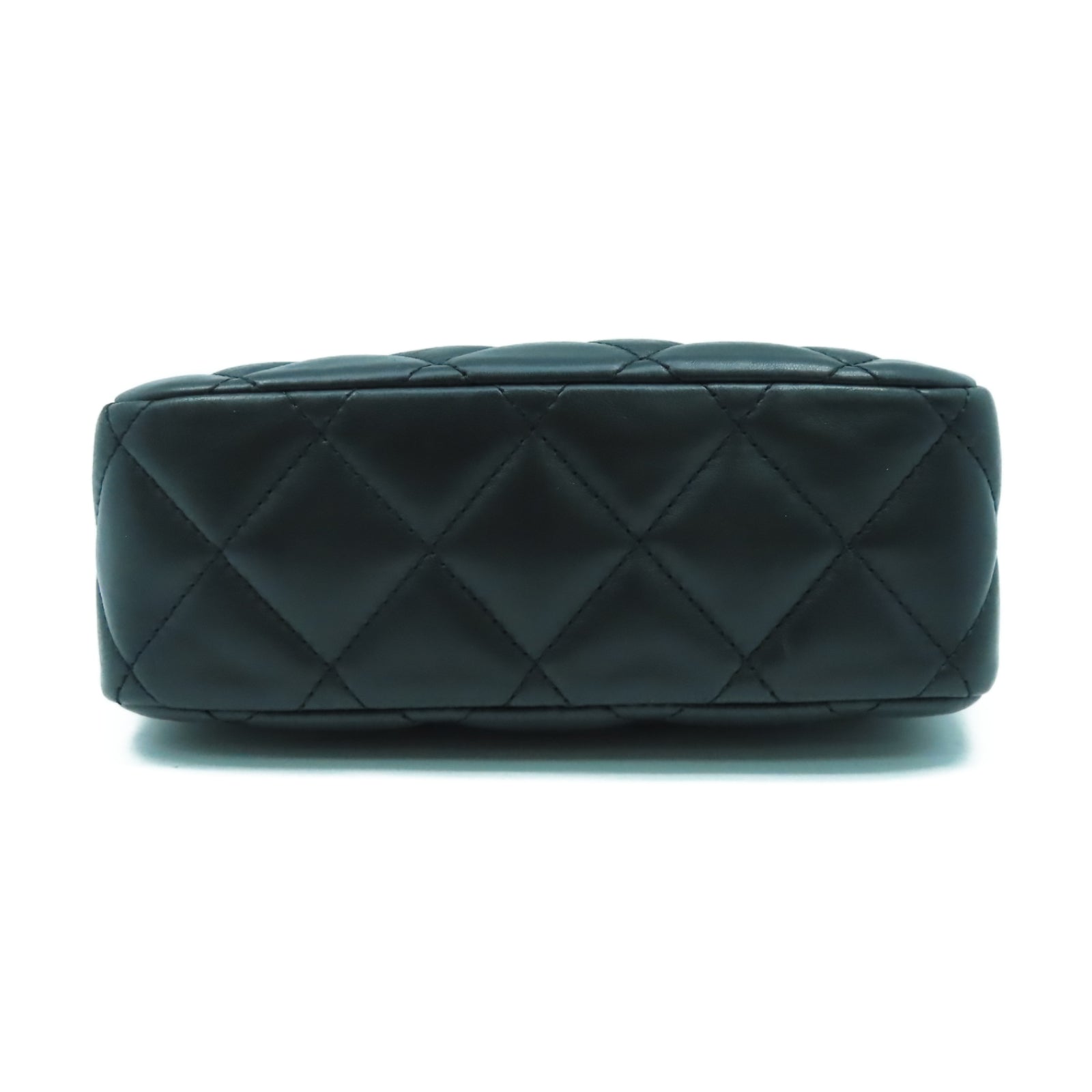 CHANEL 菱格羊皮皮革Chain Shoulder金扣鏈帶肩背袋黑色