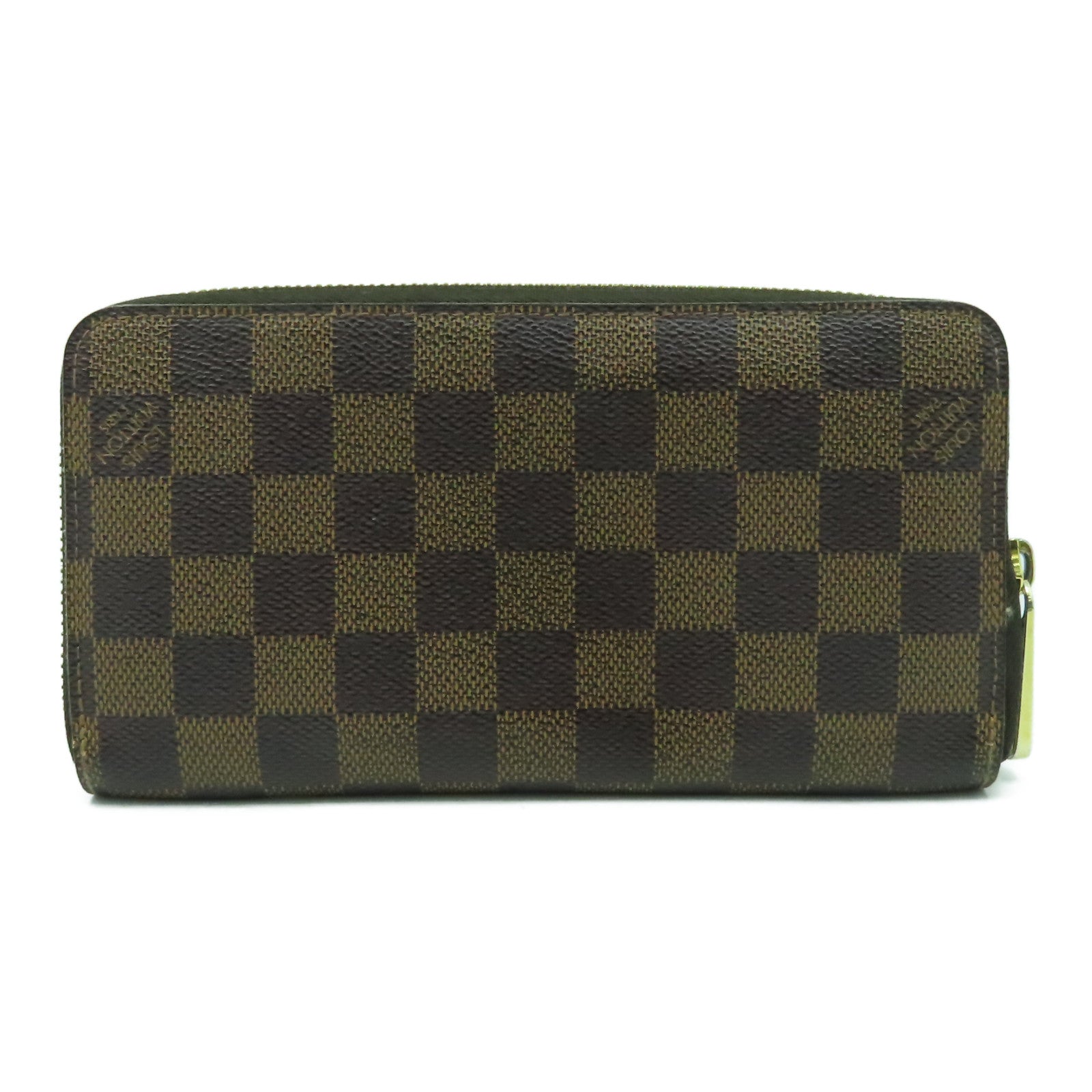 LOUIS VUITTON Damier Ebene Zipper Wallet金扣長錢包啡色