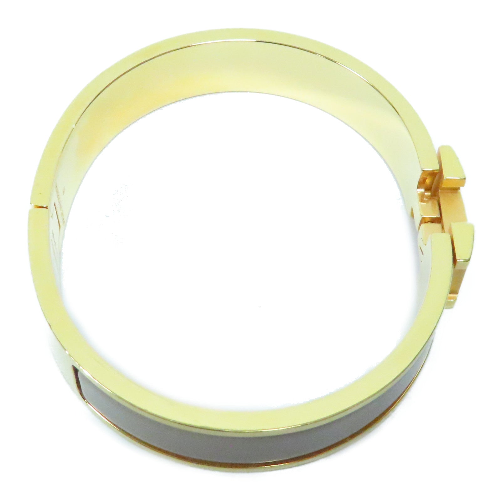 HERMES 金屬Clic H Bracelet金扣手鐲淺啡色