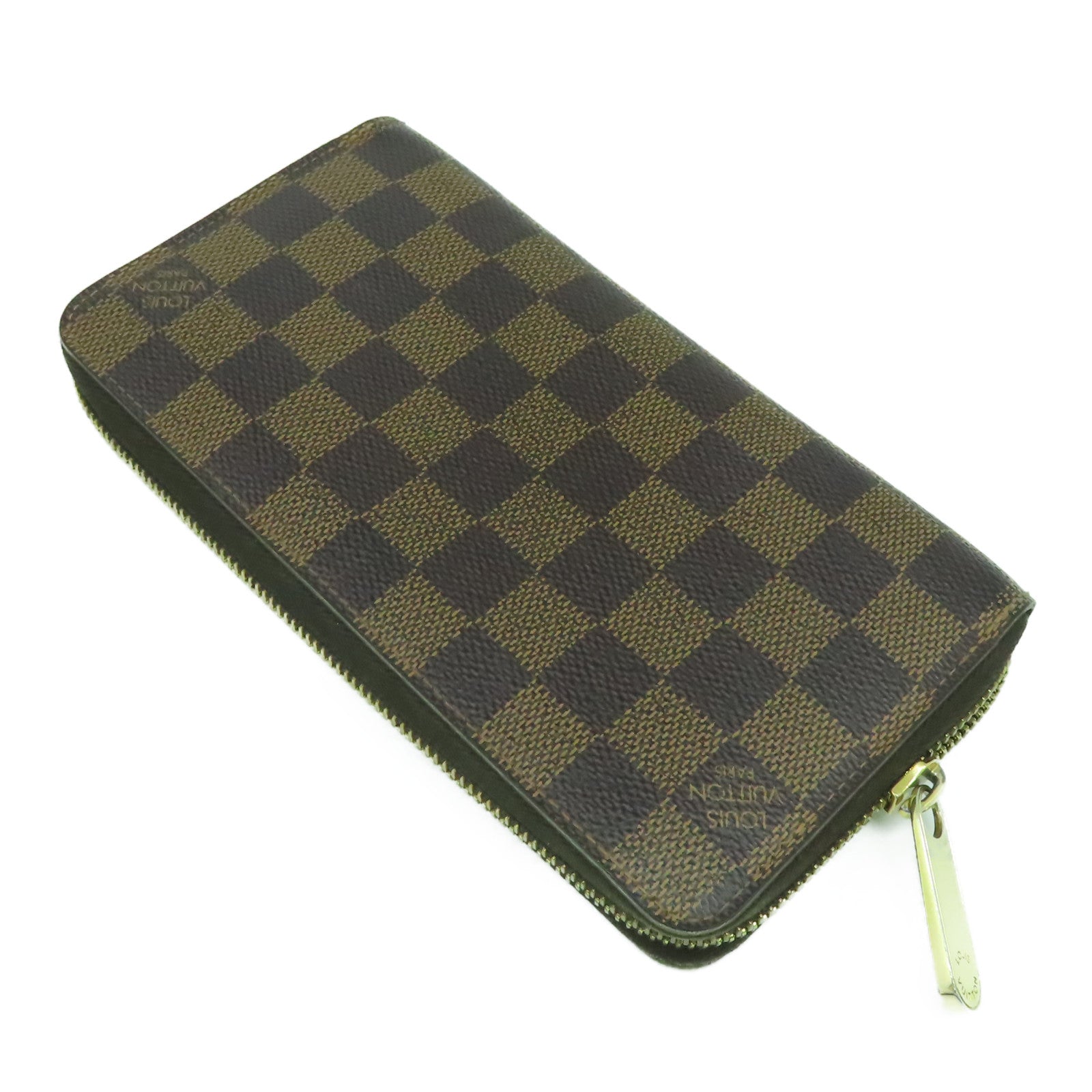 LOUIS VUITTON Damier Ebene Zipper Wallet金扣長錢包啡色