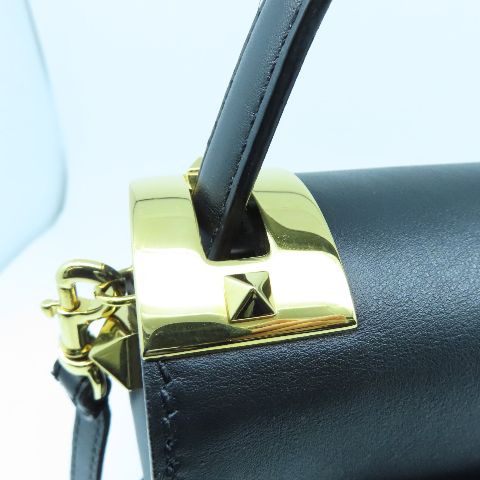 Valentino 【激減優惠】牛皮皮革2way Shoulder Bag金扣手挽肩背兩用袋黑色