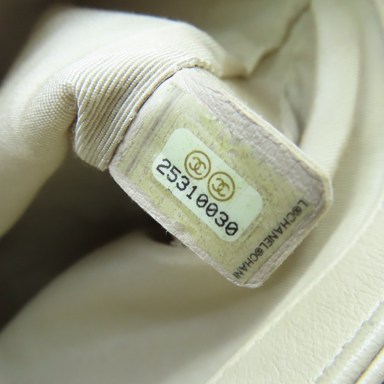 CHANEL 斜紋牛皮/蛇皮皮革2 Way Shoulder Bag金扣鏈帶手挽肩背兩用袋米色