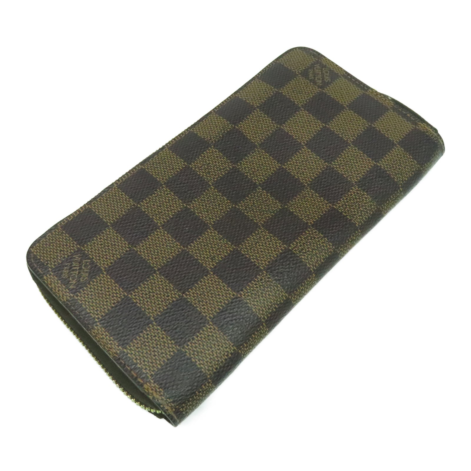 LOUIS VUITTON Damier Ebene Zipper Wallet金扣長錢包啡色