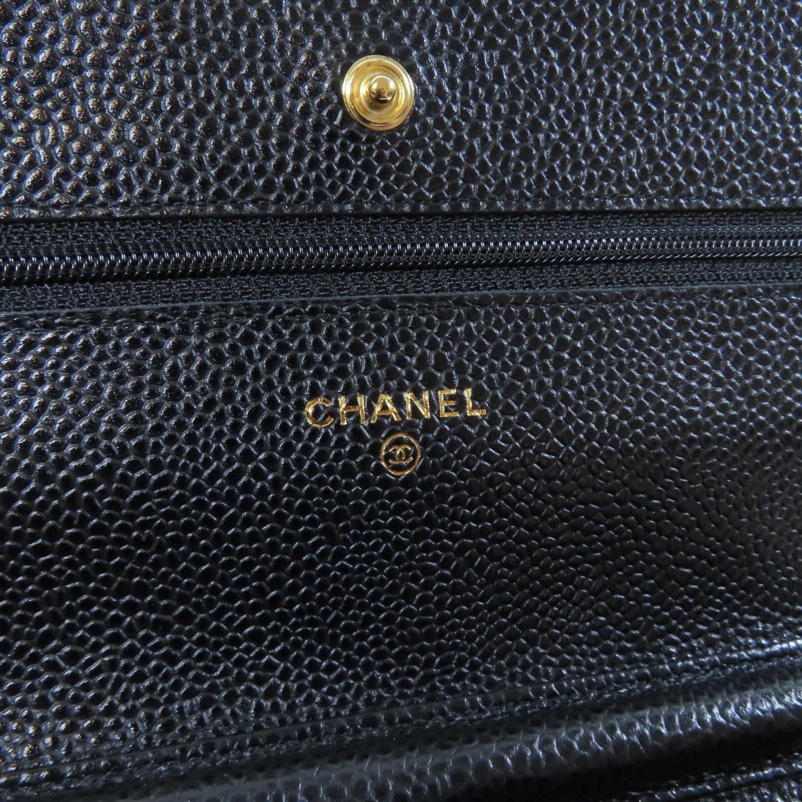 CHANEL 菱格Caviar皮革WOC金扣鏈帶肩背袋黑色