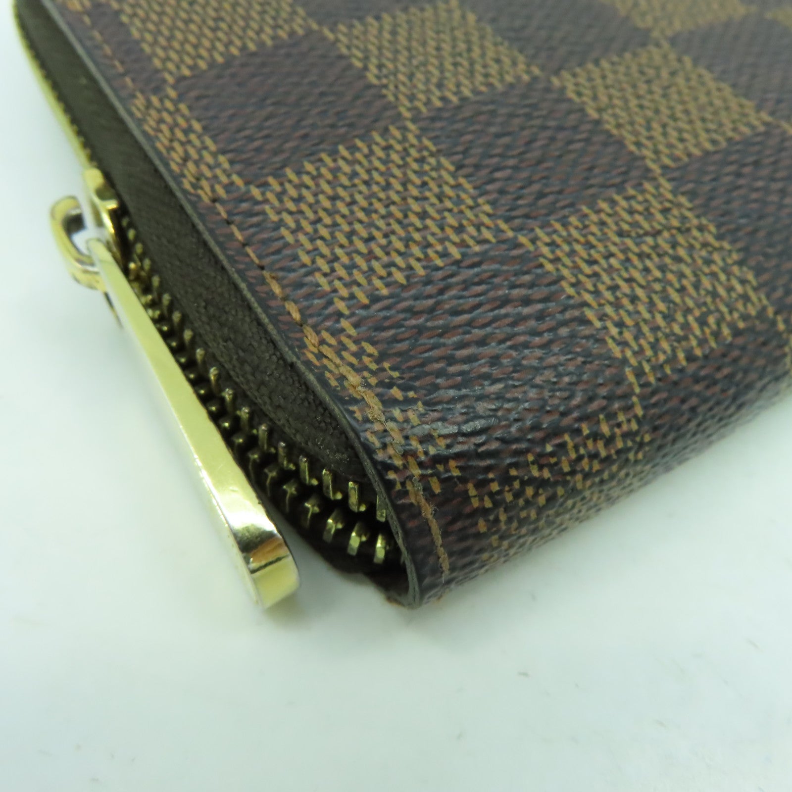 LOUIS VUITTON Damier Ebene Zipper Wallet金扣長錢包啡色