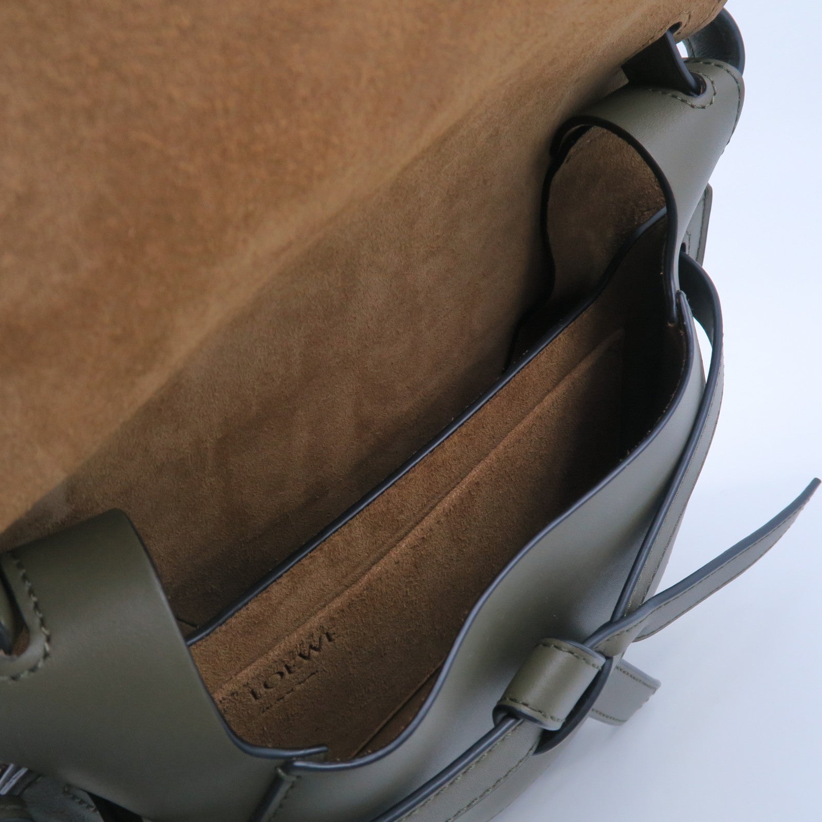 LOEWE 牛皮皮革Small Gate Bag金扣肩背袋綠色