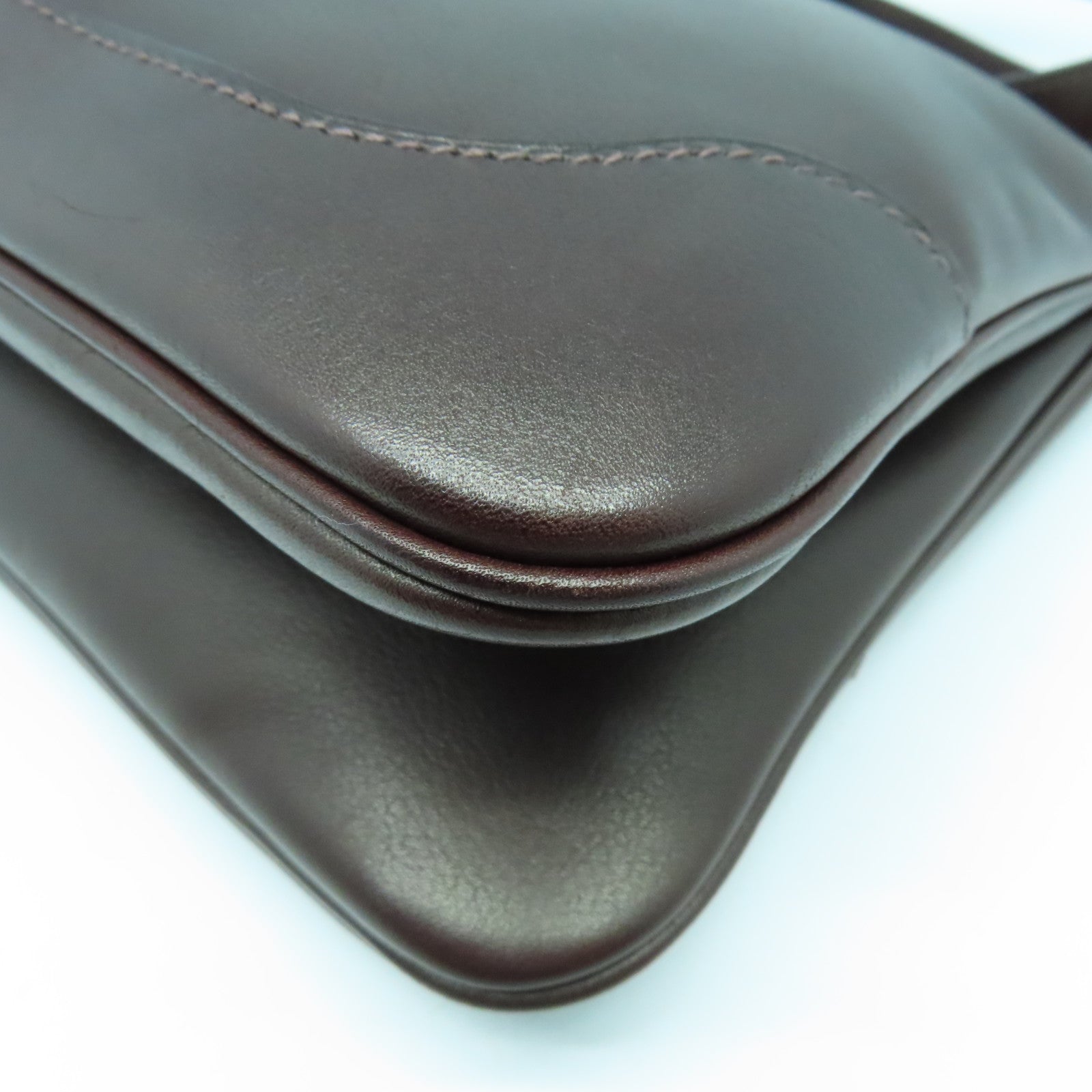 HERMES Evergrain皮革Trim Duo 24银扣手挽袋啡色
