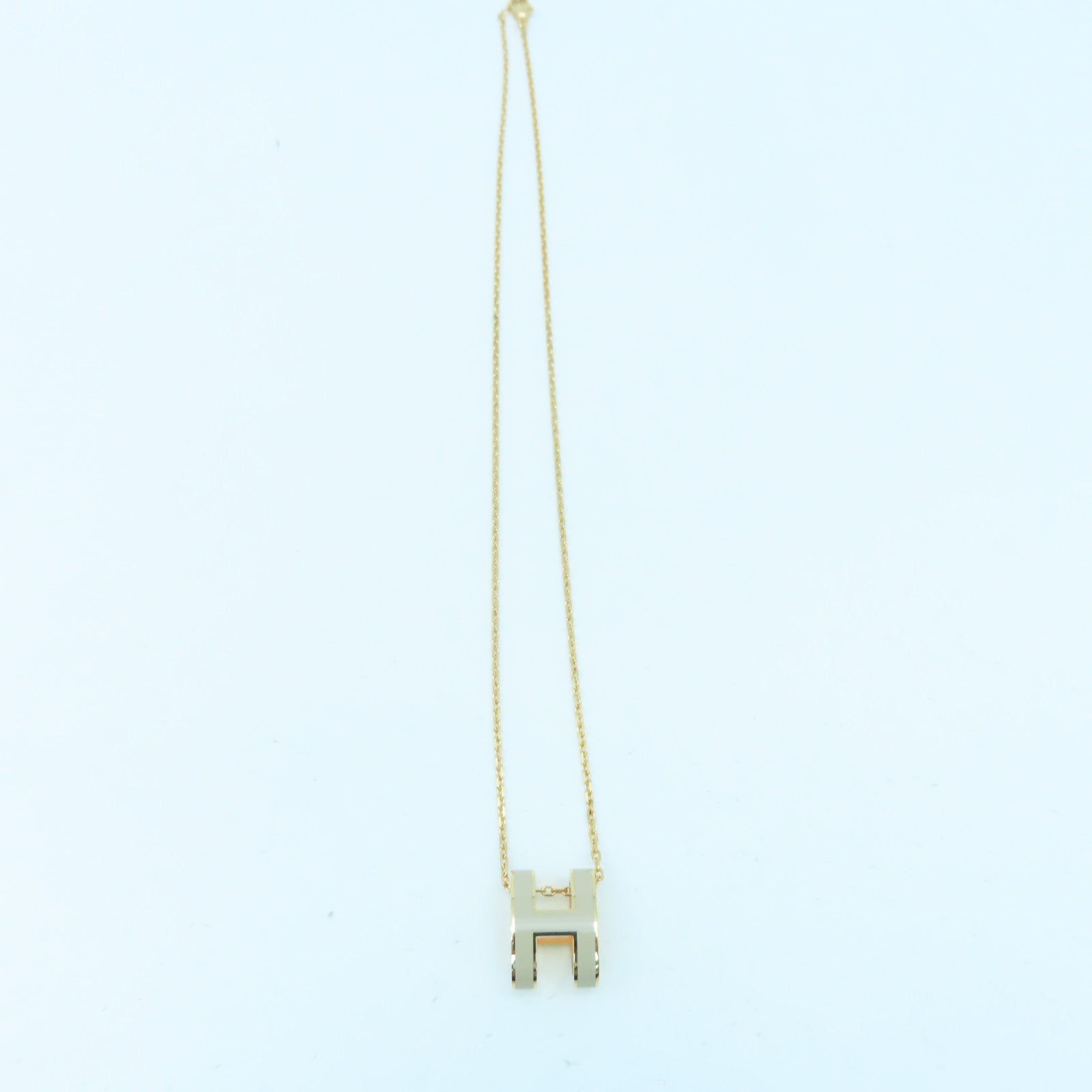 HERMES 金屬Pop H金扣項鍊杏色
