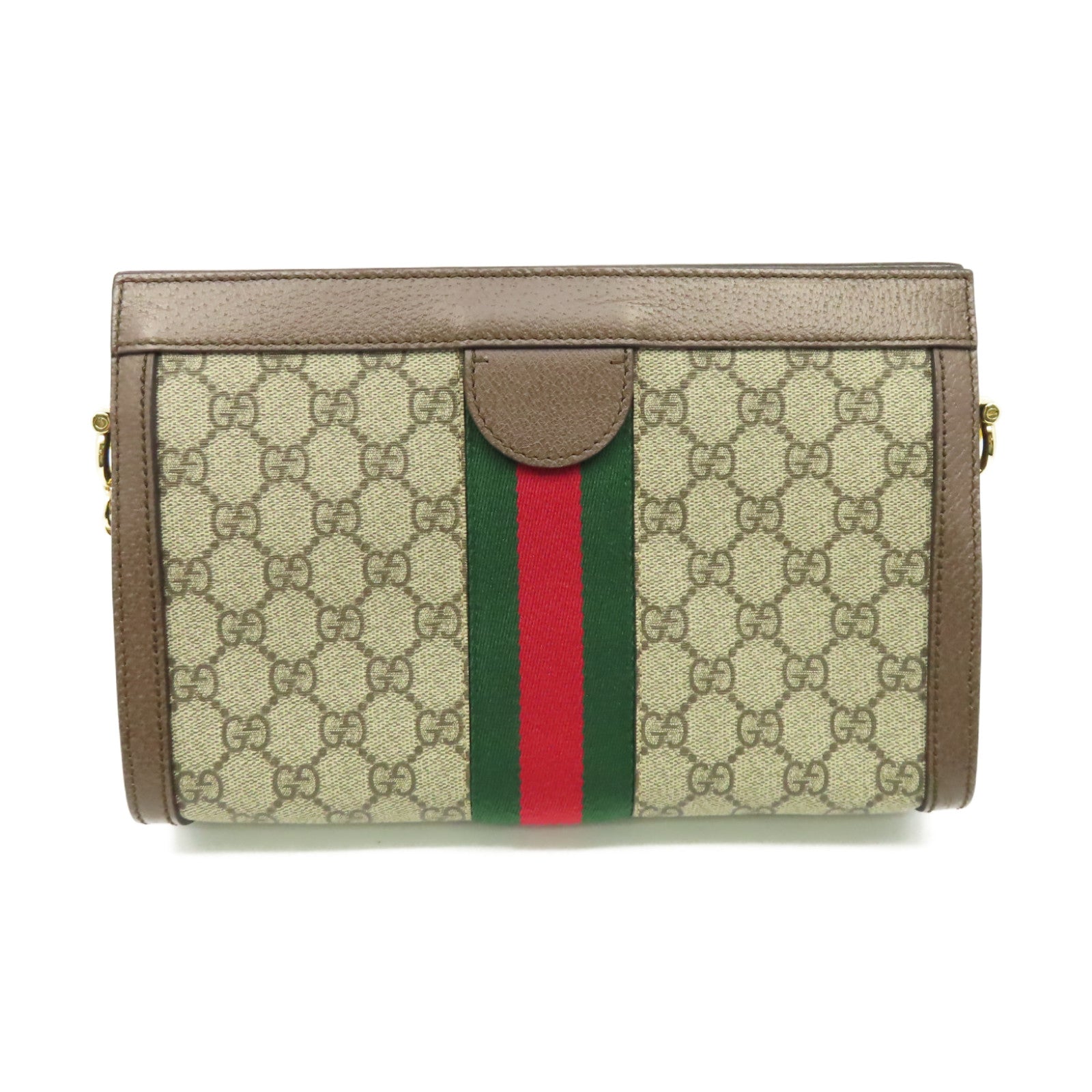 GUCCI 塗層帆布Ophidia GG鏈帶肩背袋啡色
