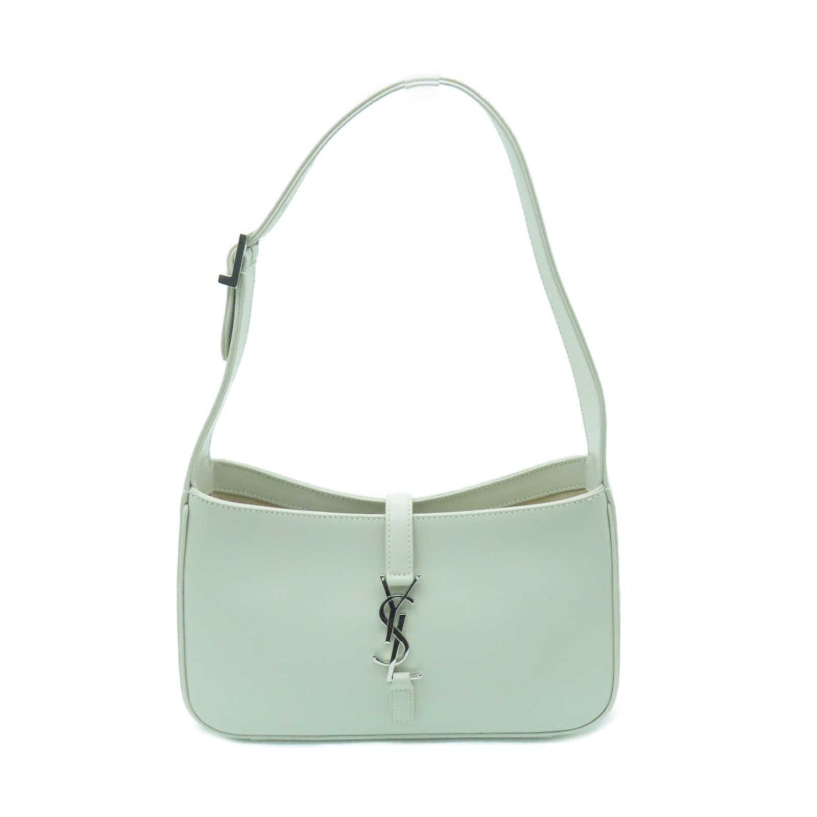 SAINT LAURENT 牛皮皮革Le 5 a 7 Hobo Bag银扣肩背袋奶油色