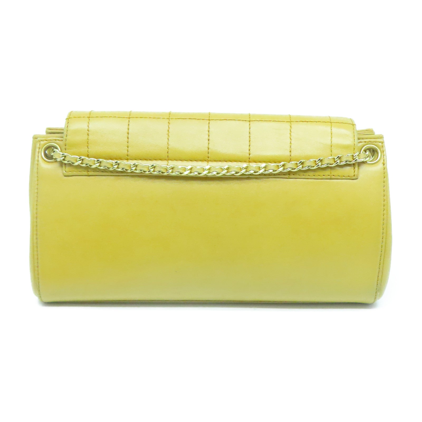 CHANEL 【激減優惠】牛皮皮革Chain Shoulder金扣鏈帶肩背袋黃色