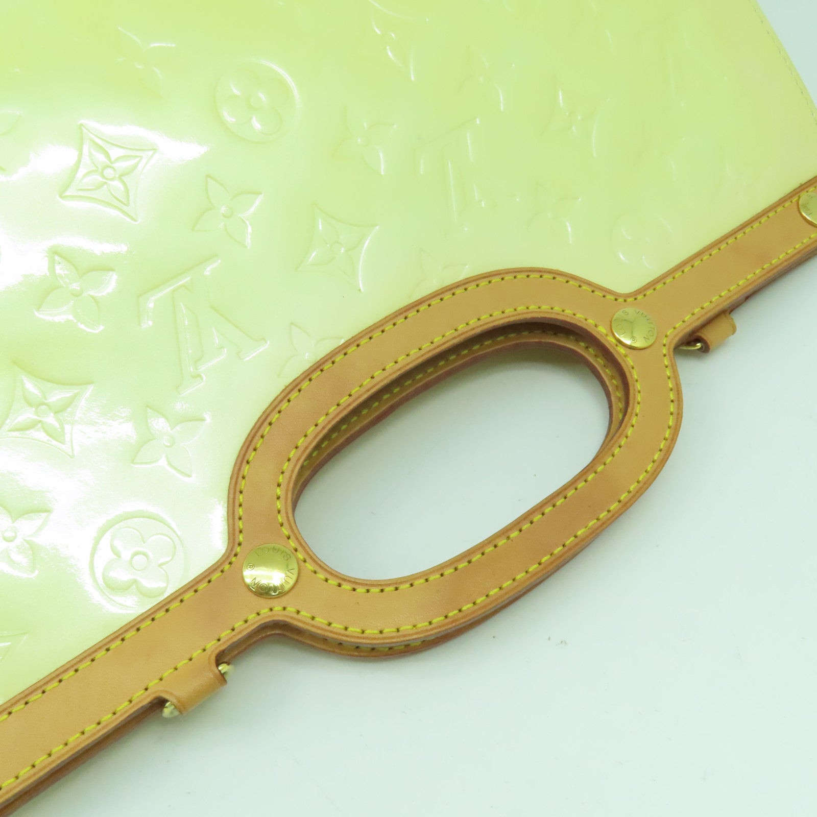 LOUIS VUITTON Monogram Vernis Roxbury Drive Handbag金扣手挽肩背兩用袋黃色