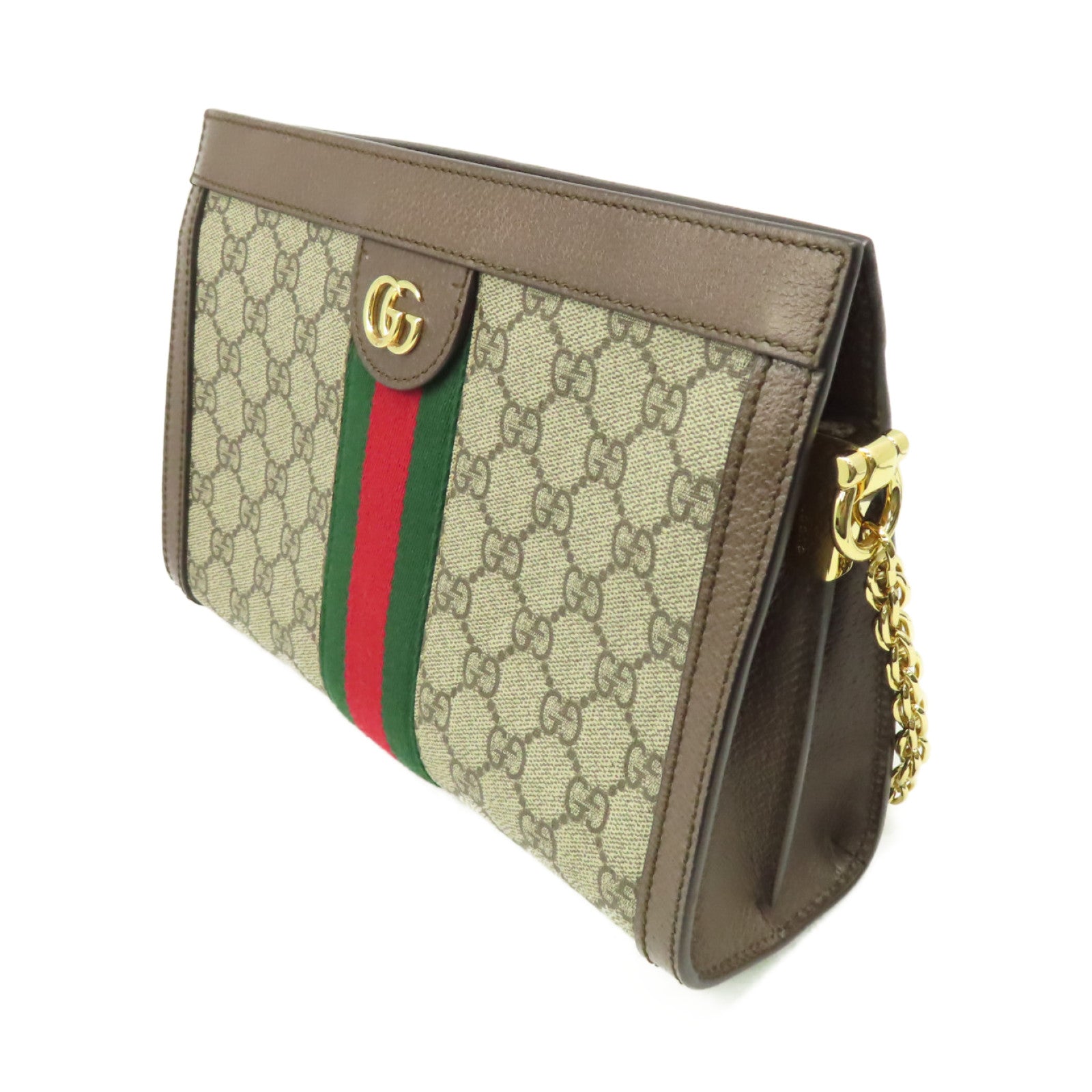 GUCCI 塗層帆布Ophidia GG鏈帶肩背袋啡色