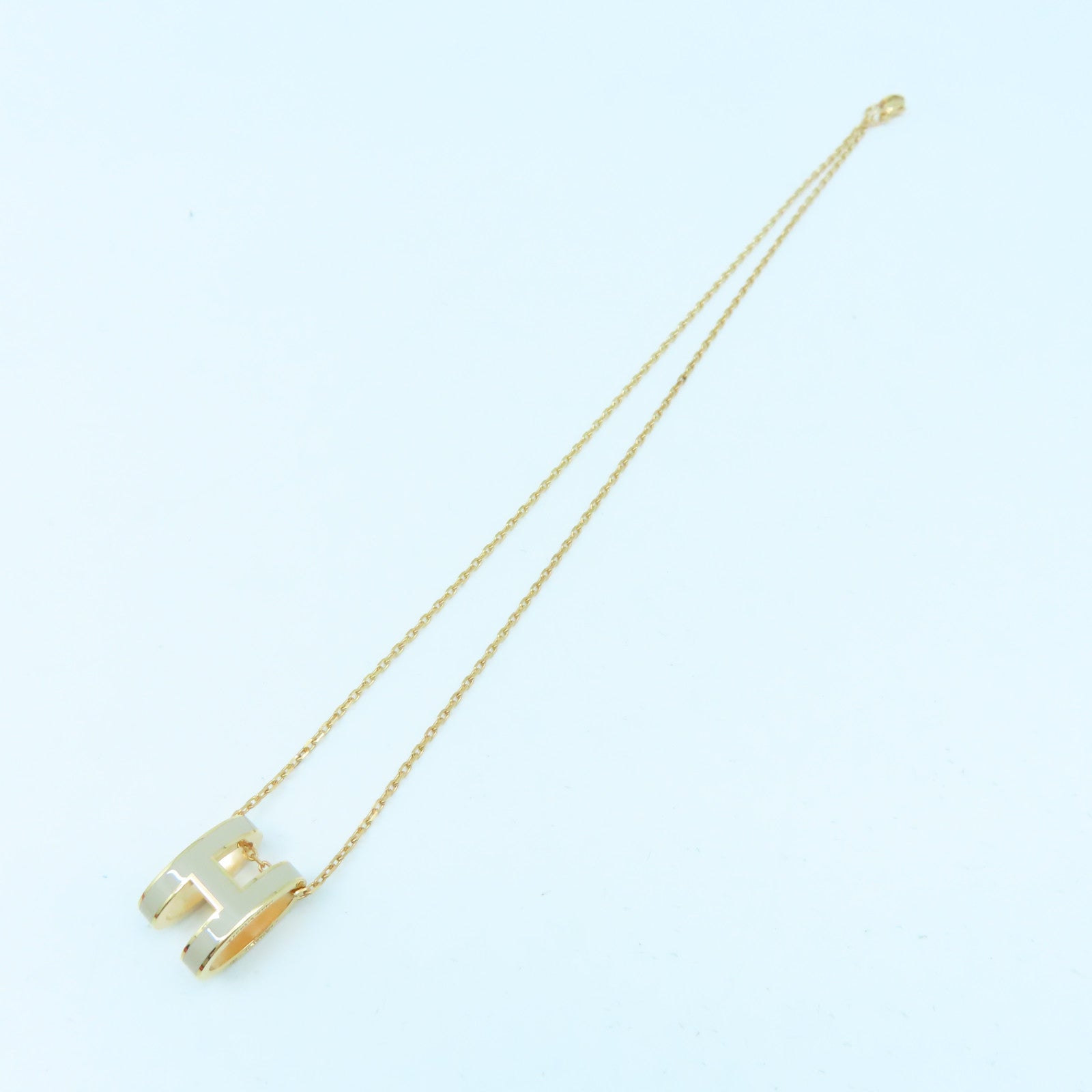 HERMES 金屬Pop H金扣項鍊杏色