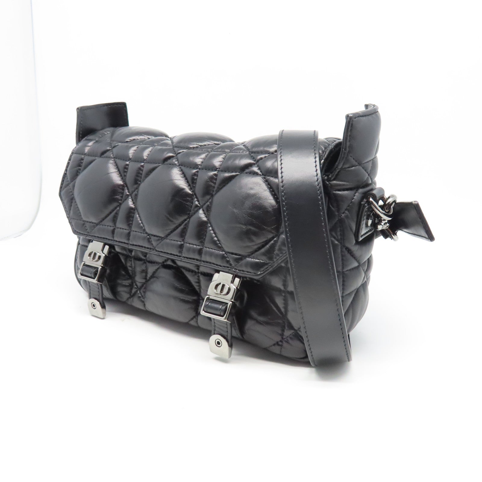 Dior 菱格牛皮皮革Dior Camp銀扣肩背袋