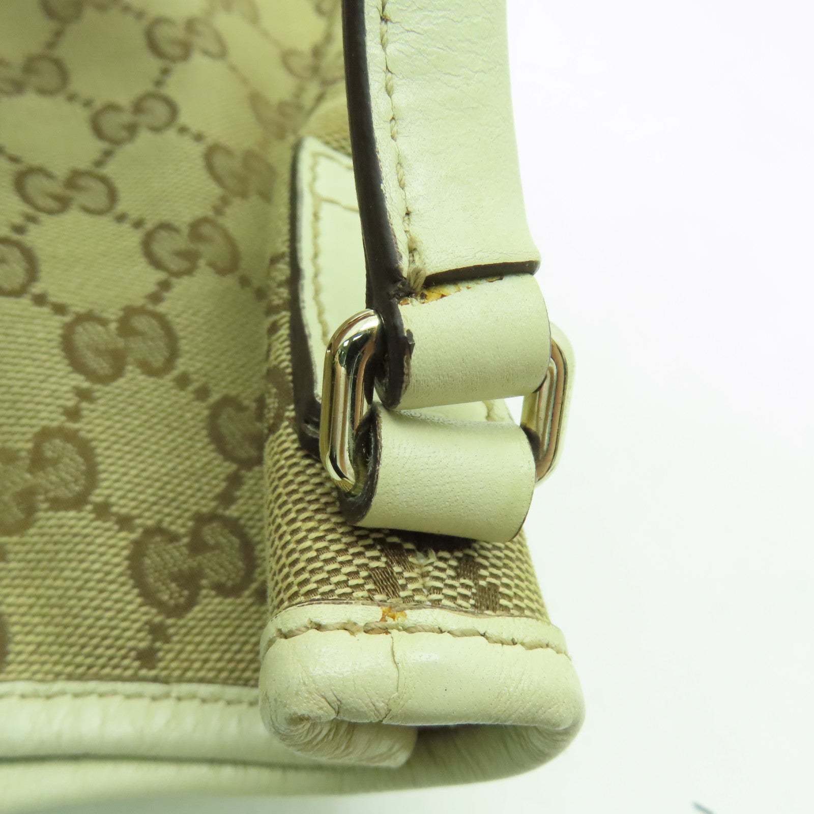 GUCCI 帆布Shoulder Bag金扣肩背袋白色