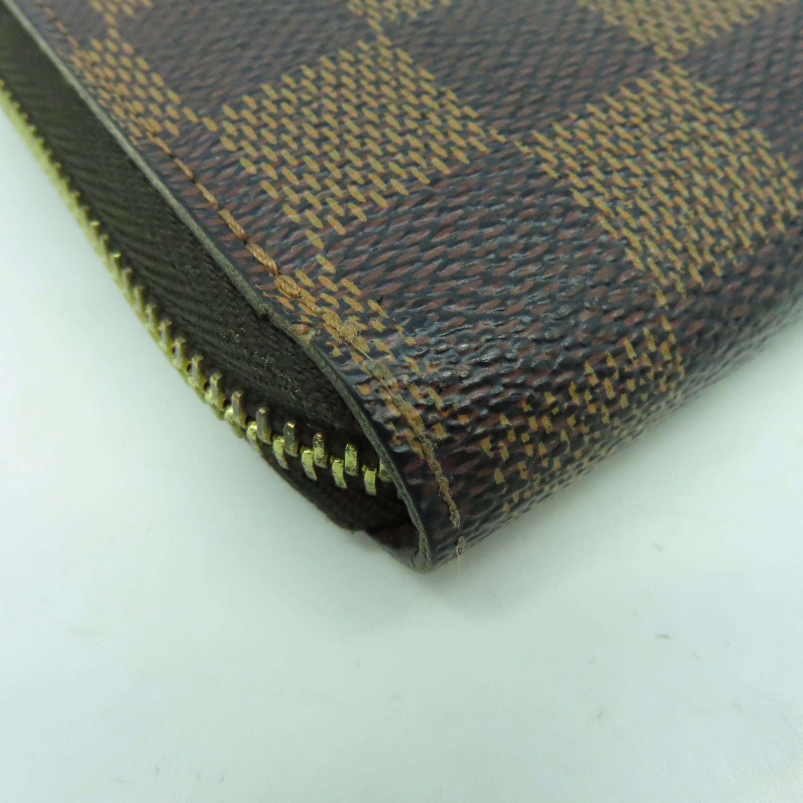 LOUIS VUITTON Damier Ebene Zipper Wallet金扣長錢包啡色