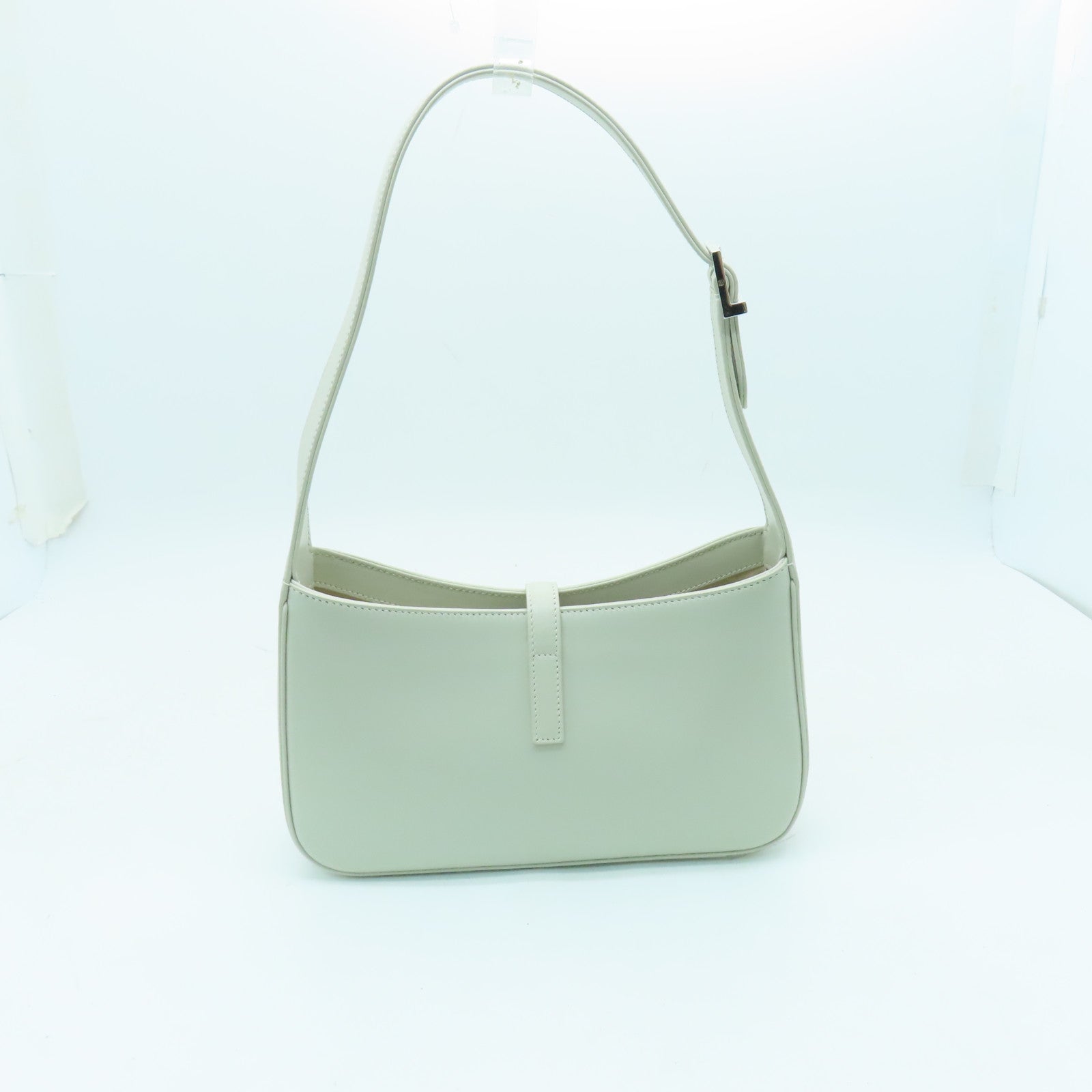 SAINT LAURENT 牛皮皮革Le 5 a 7 Hobo Bag银扣肩背袋奶油色