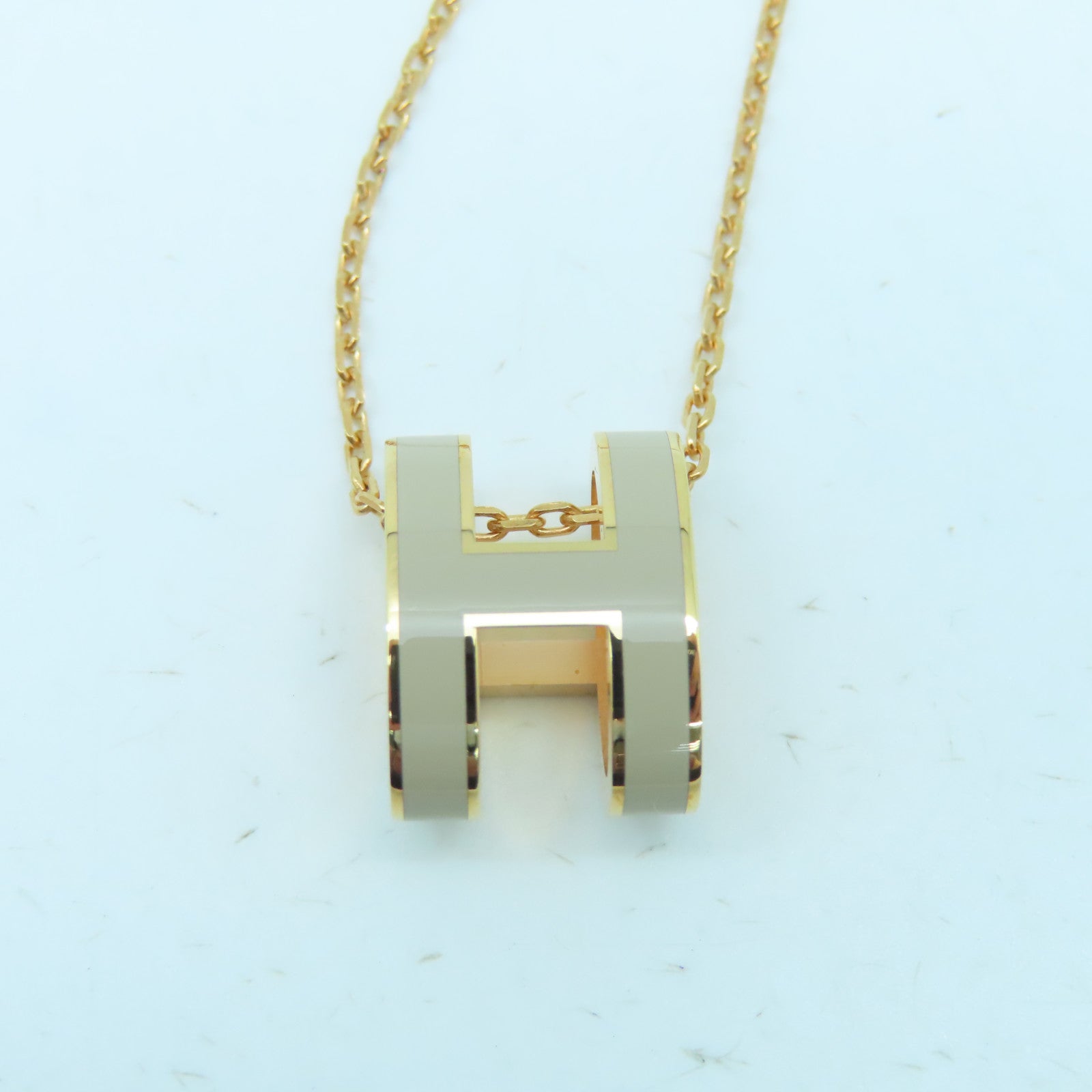 HERMES 金屬Pop H金扣項鍊杏色