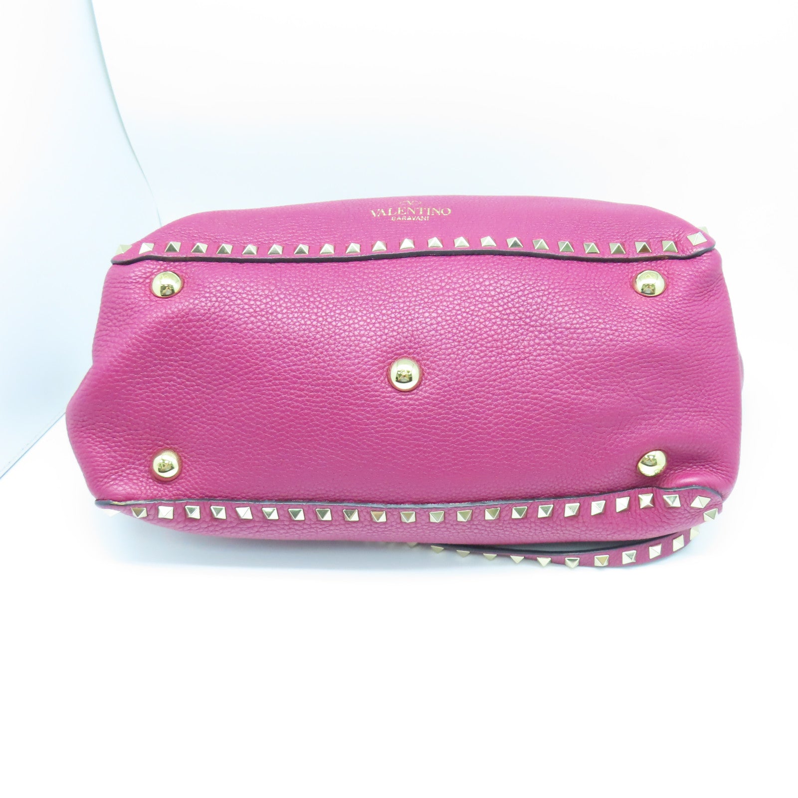 Valentino Cowhide Leather 2 Way Shoulder Gold Buckle Handle Shoulder Bag Purple