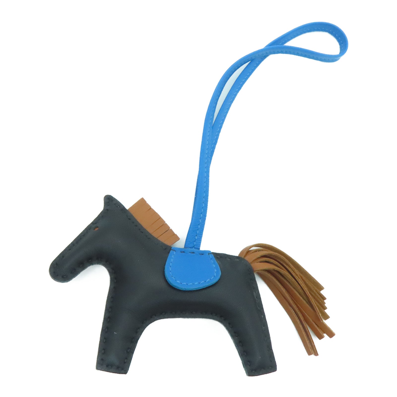 HERMES [Sharp Discount] Swift Leather Rodeo PM Charm Black Blue