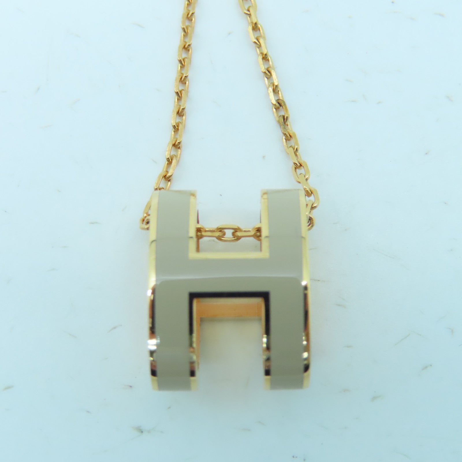HERMES 金屬Pop H金扣項鍊杏色