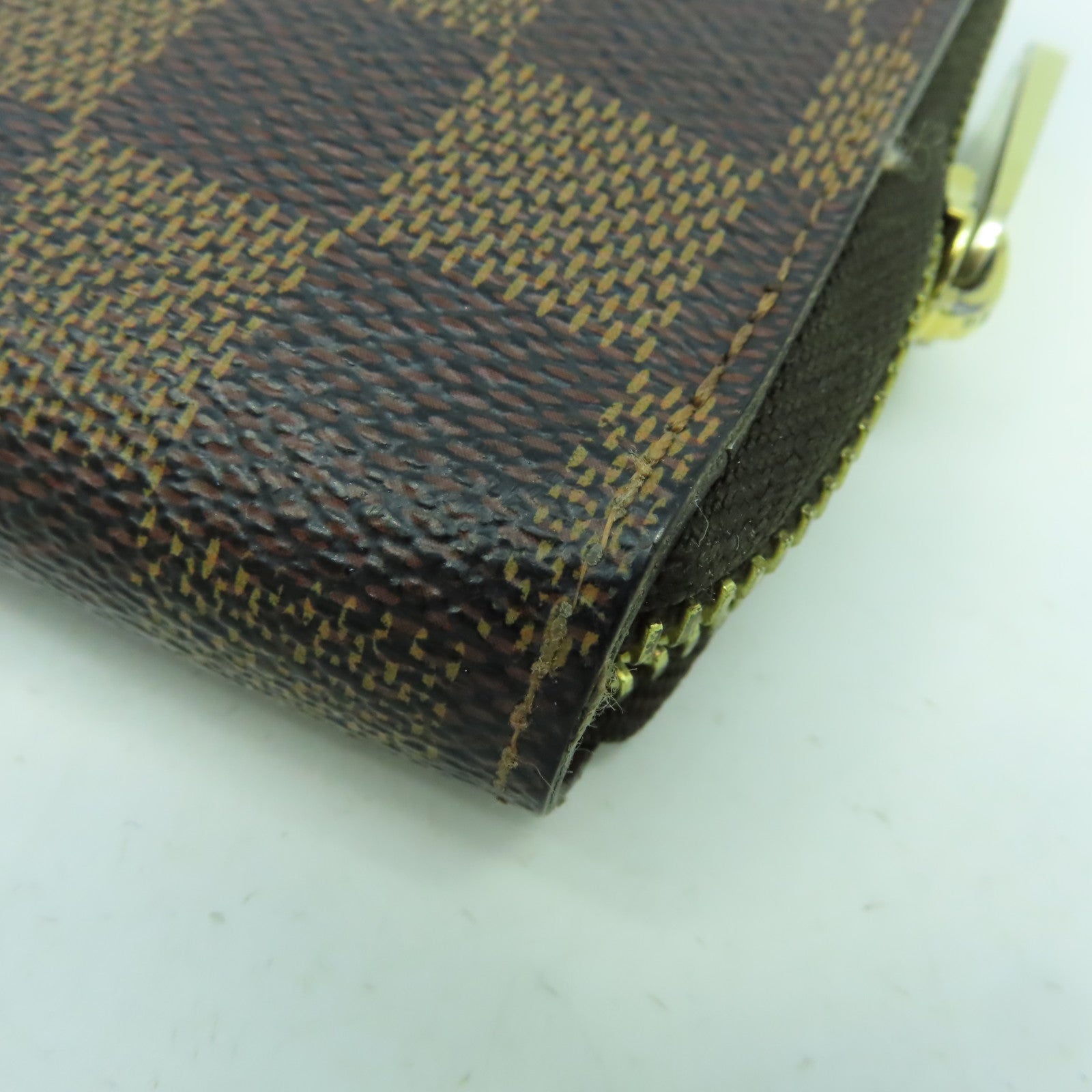 LOUIS VUITTON Damier Ebene Zipper Wallet金扣長錢包啡色