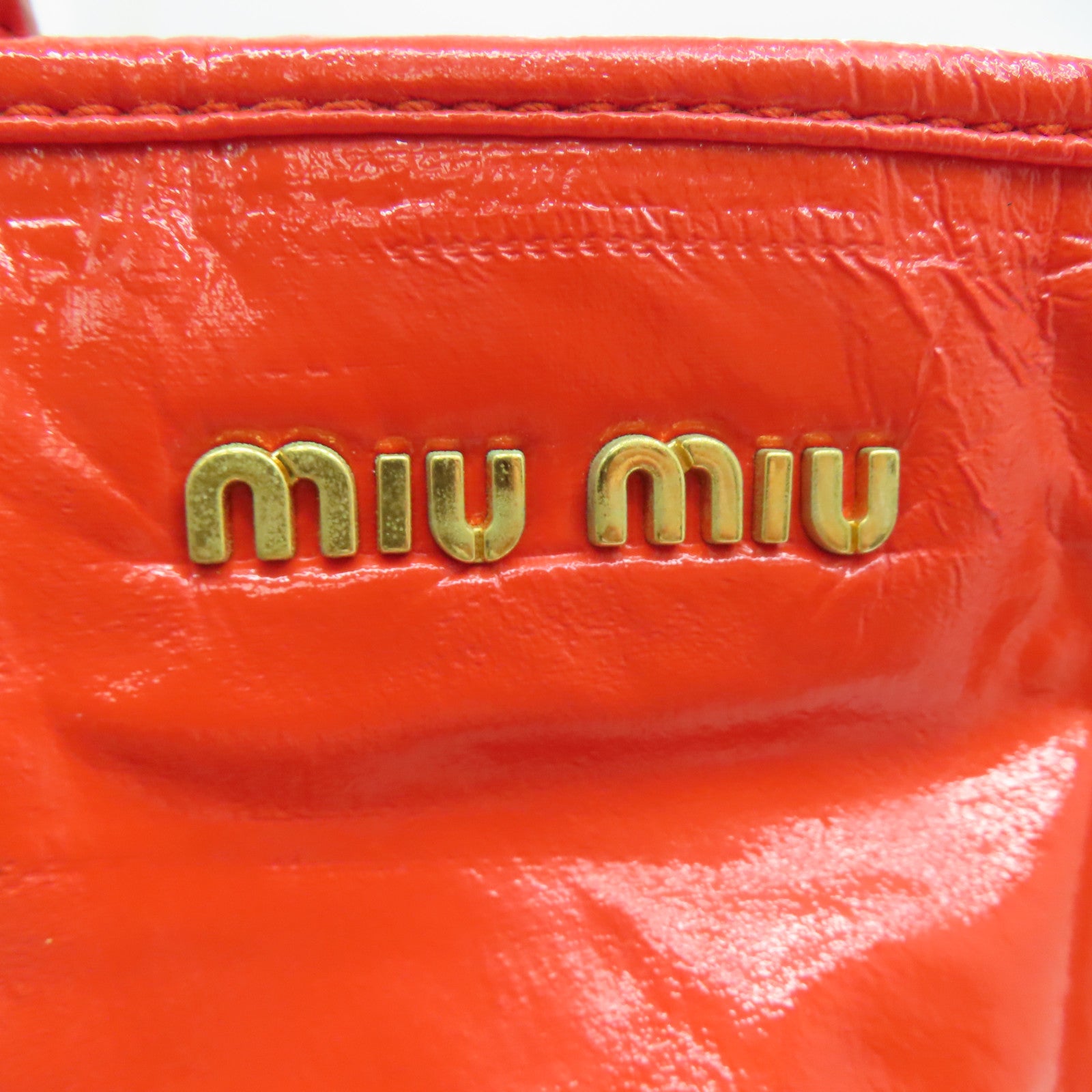 Miu Miu 漆皮皮革Tote Bag金扣手挽袋橙紅色