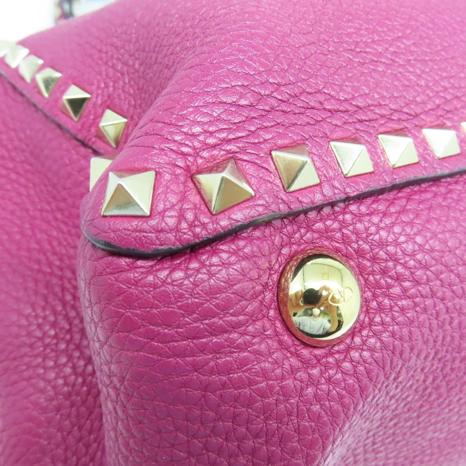 Valentino Cowhide Leather 2 Way Shoulder Gold Buckle Handle Shoulder Bag Purple