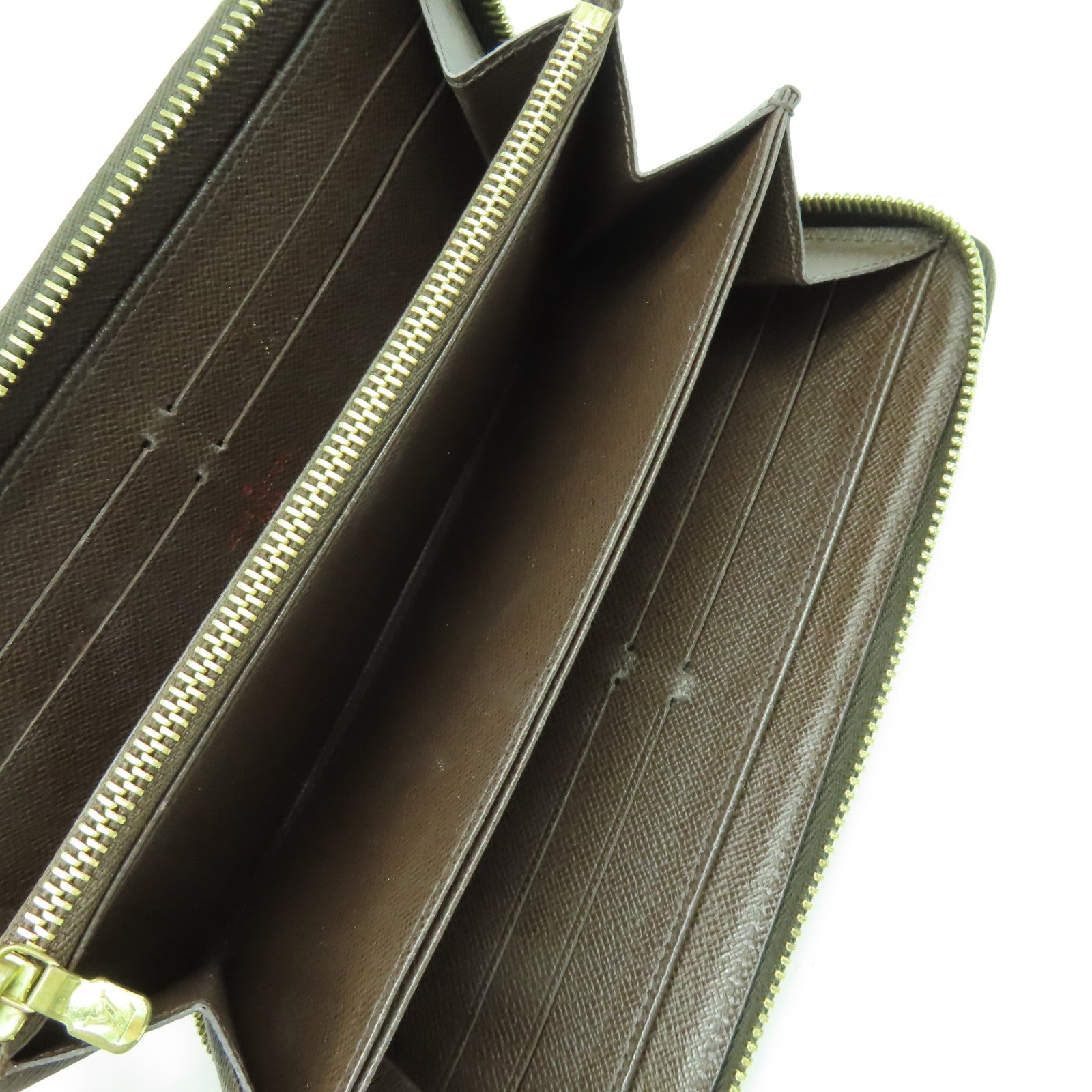 LOUIS VUITTON Damier Ebene Zipper Wallet金扣長錢包啡色
