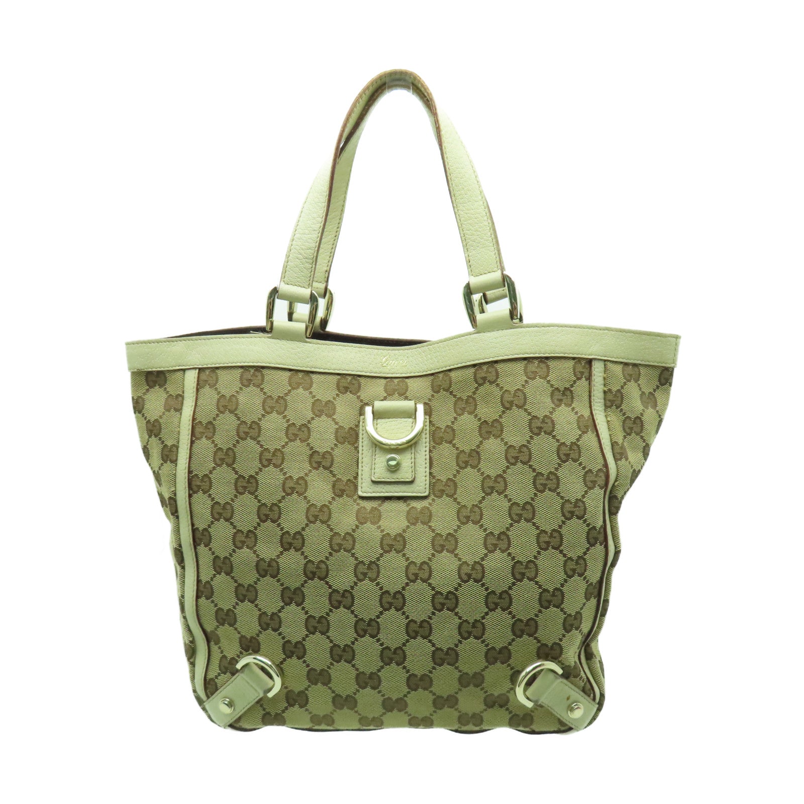 GUCCI 帆布Tote Bag銀扣手挽袋白色