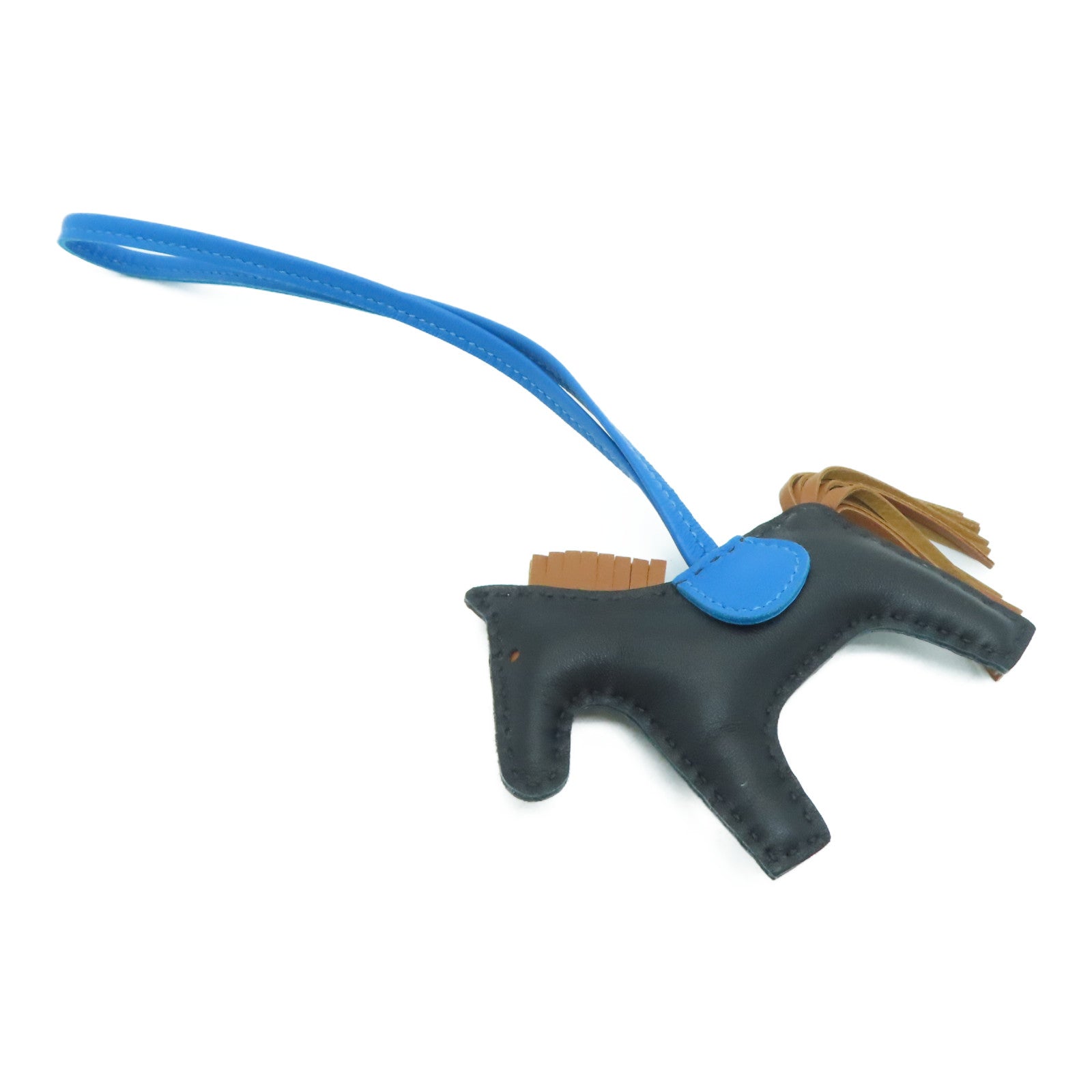 HERMES [Sharp Discount] Swift Leather Rodeo PM Charm Black Blue