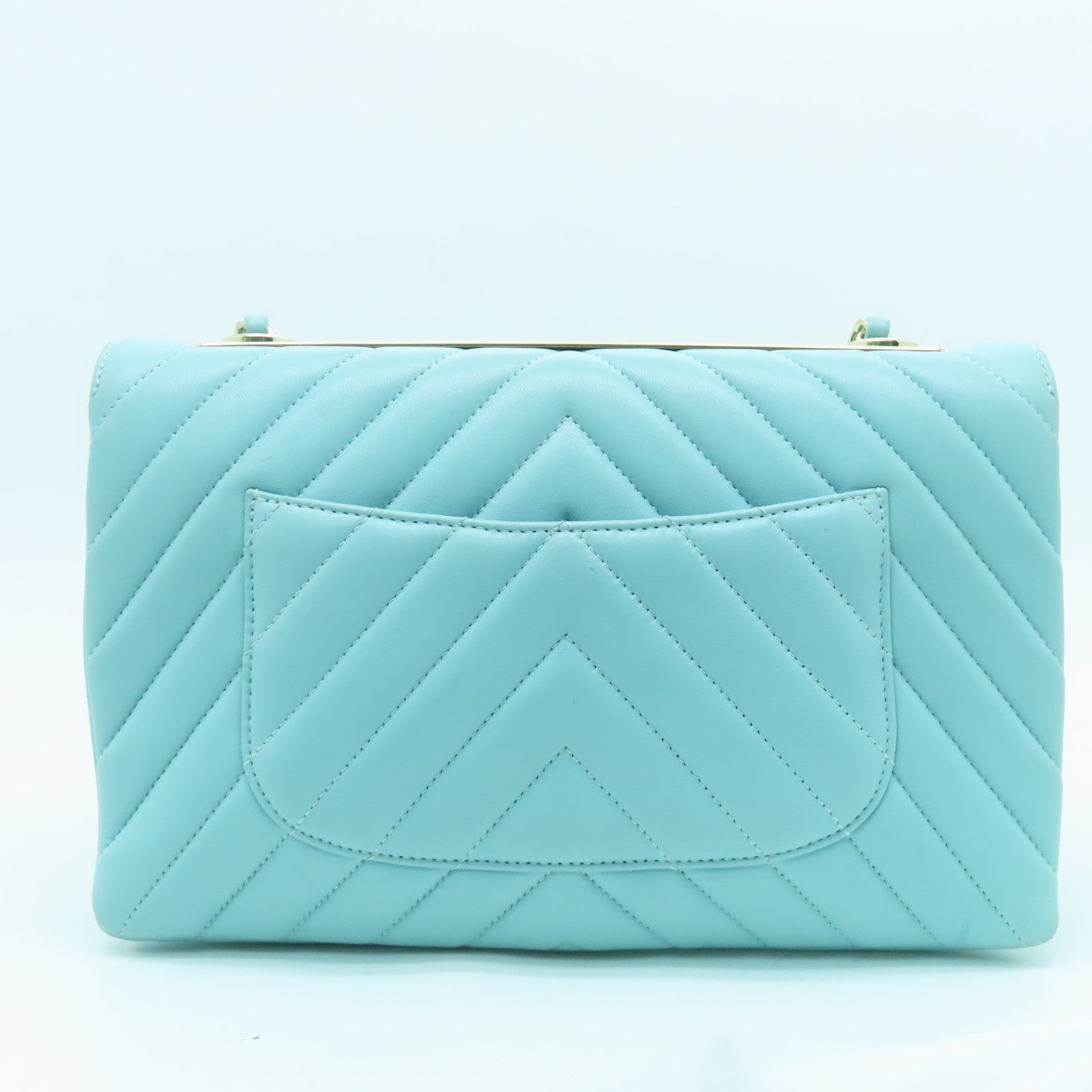 CHANEL twill sheepskin leather Chain Shoulder gold buckle chain shoulder bag green