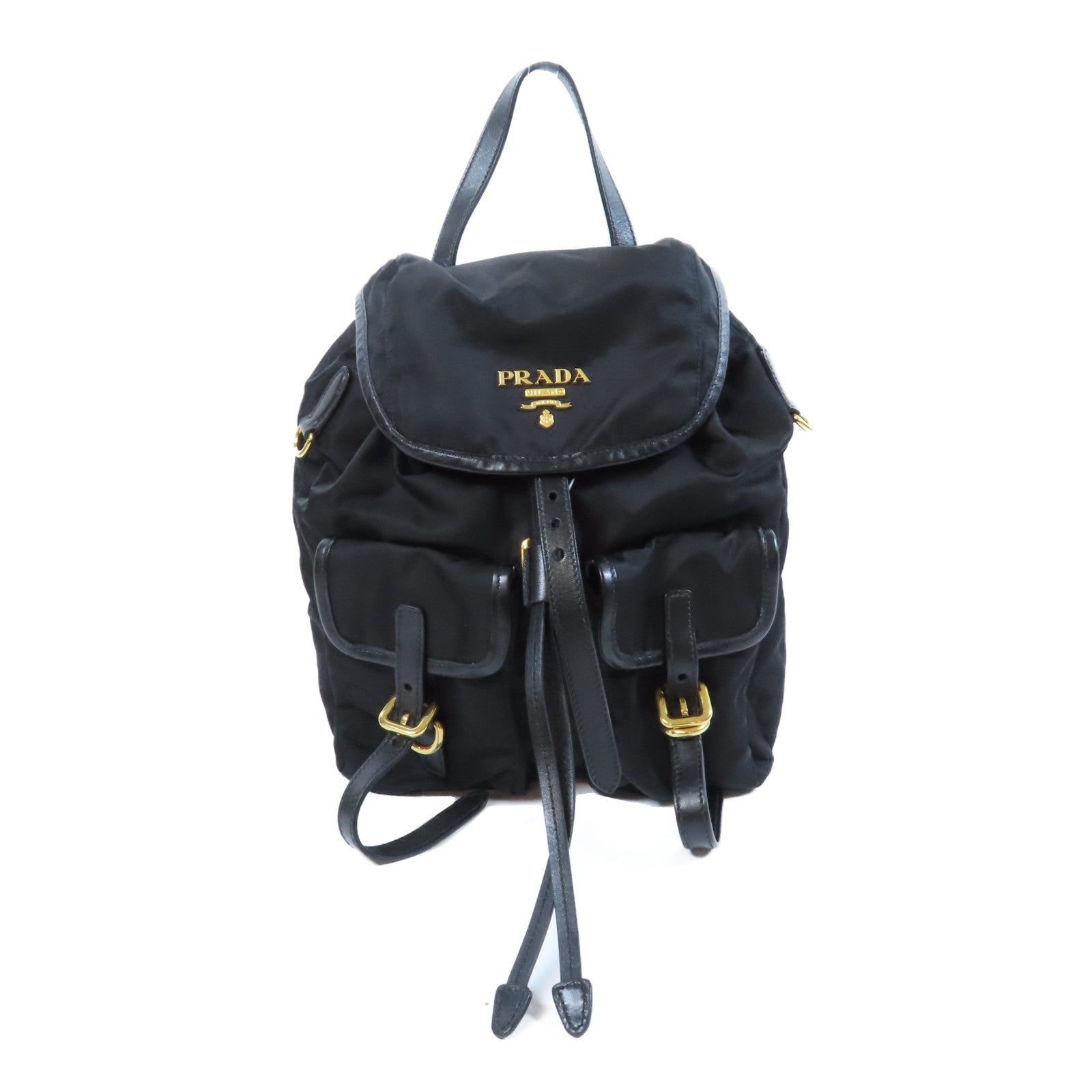 PRADA 尼龍Rucksack金扣背包黑色