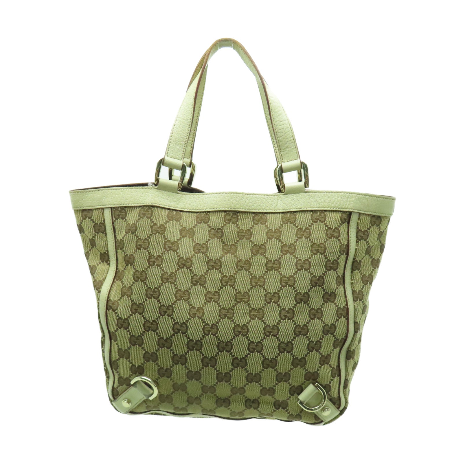 GUCCI 帆布Tote Bag銀扣手挽袋白色