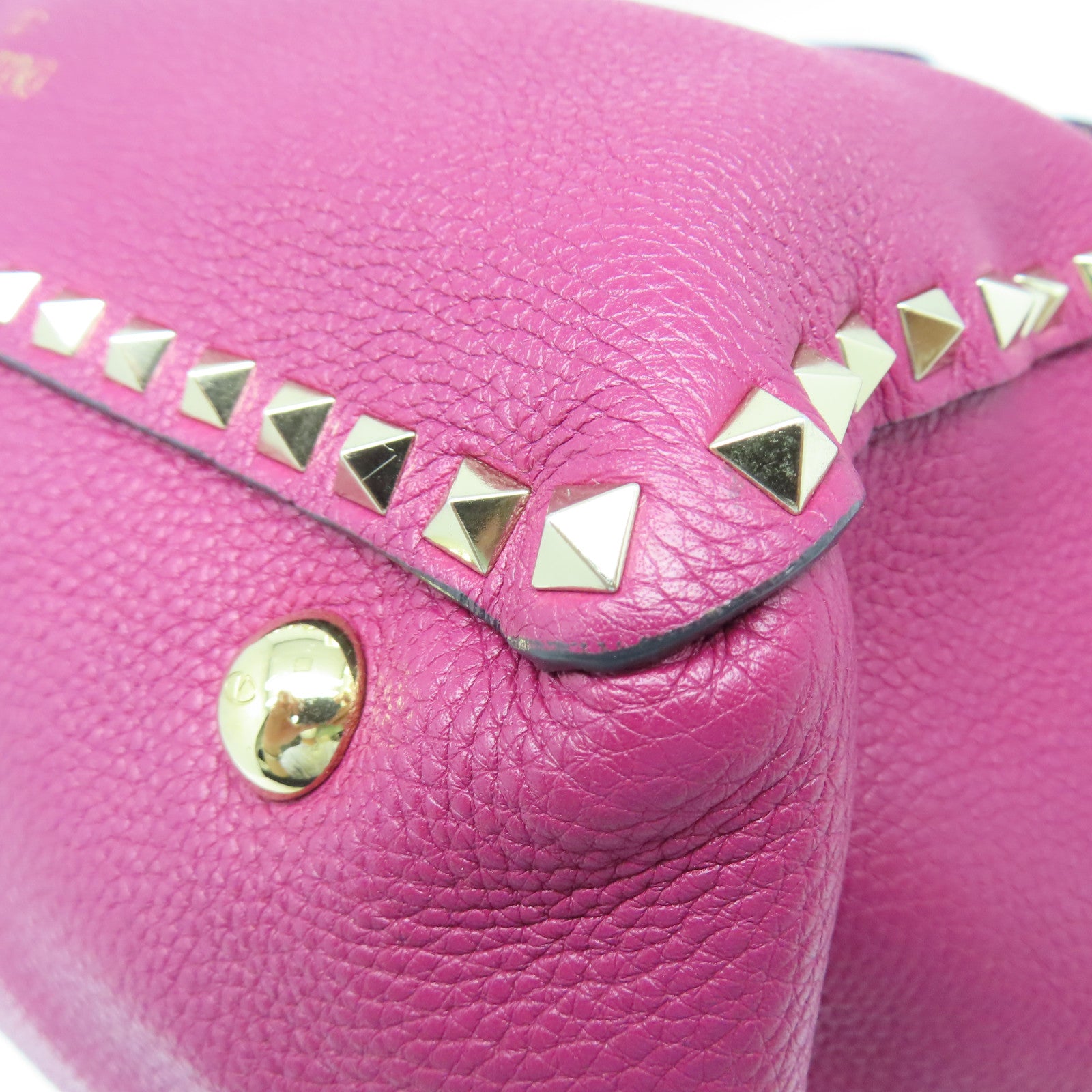 Valentino Cowhide Leather 2 Way Shoulder Gold Buckle Handle Shoulder Bag Purple