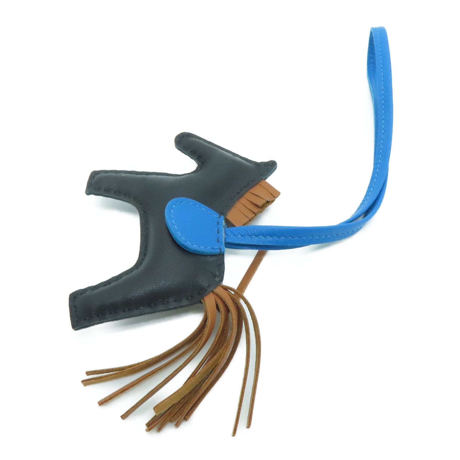 HERMES [Sharp Discount] Swift Leather Rodeo PM Charm Black Blue