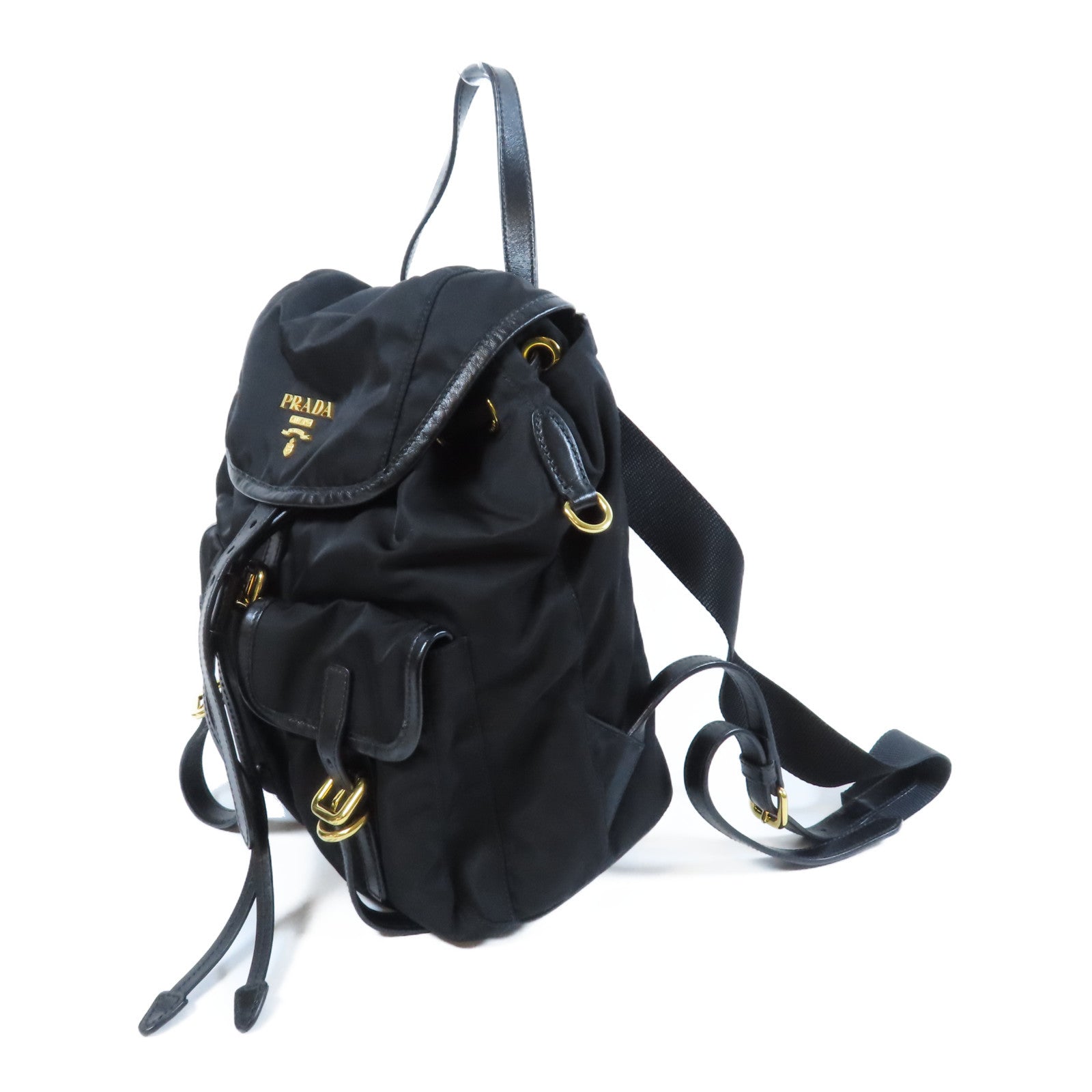PRADA 尼龍Rucksack金扣背包黑色