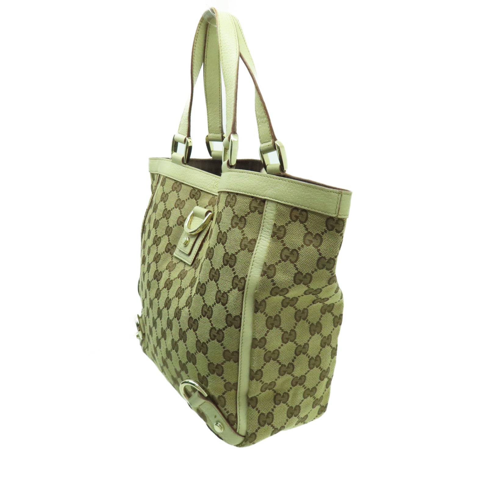 GUCCI 帆布Tote Bag銀扣手挽袋白色