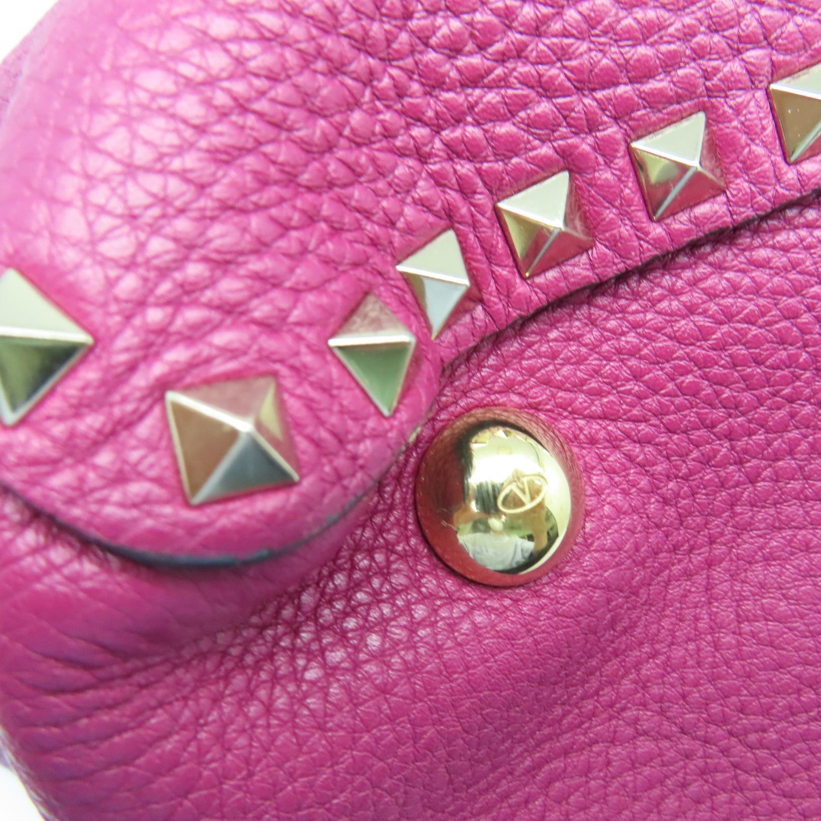 Valentino Cowhide Leather 2 Way Shoulder Gold Buckle Handle Shoulder Bag Purple