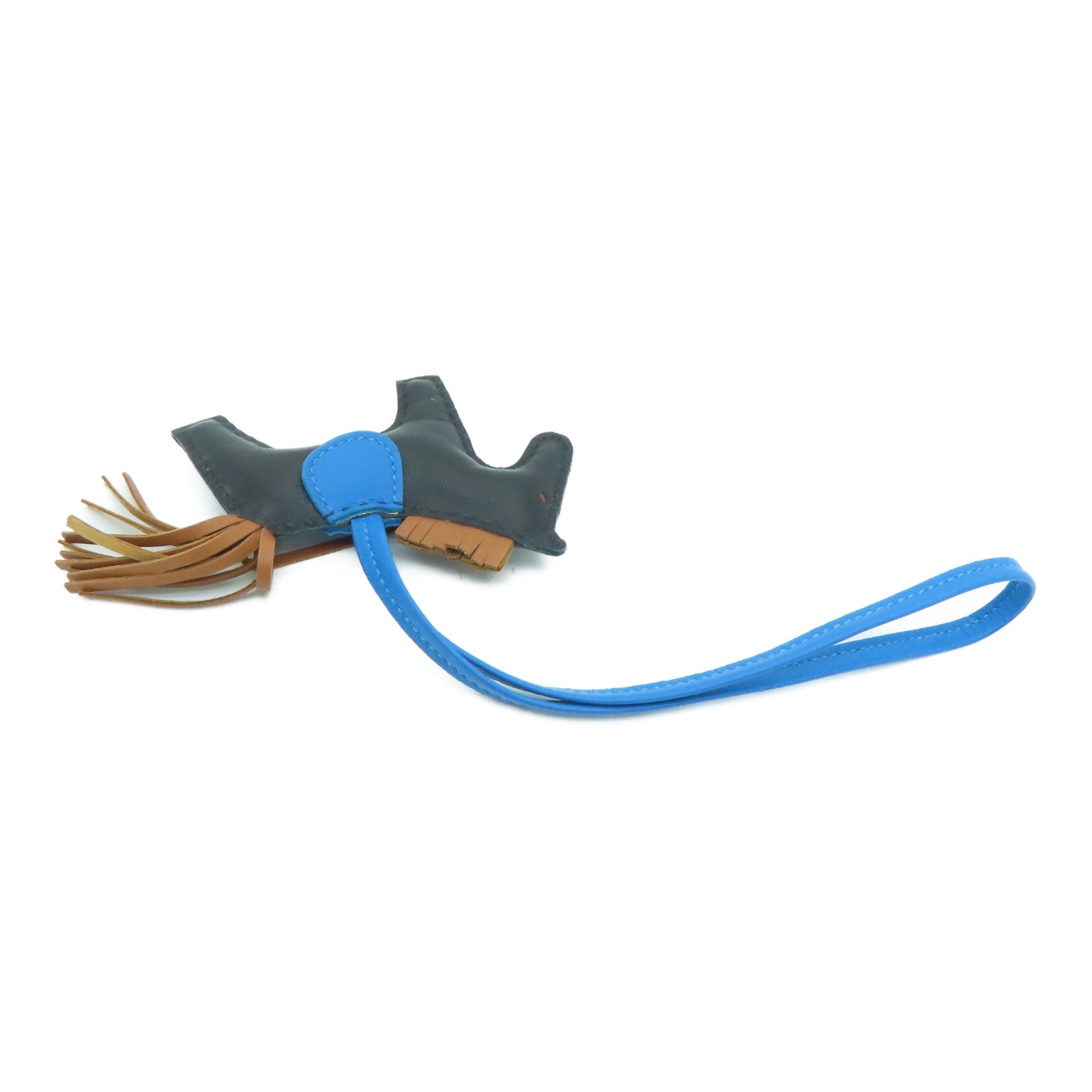 HERMES [Sharp Discount] Swift Leather Rodeo PM Charm Black Blue