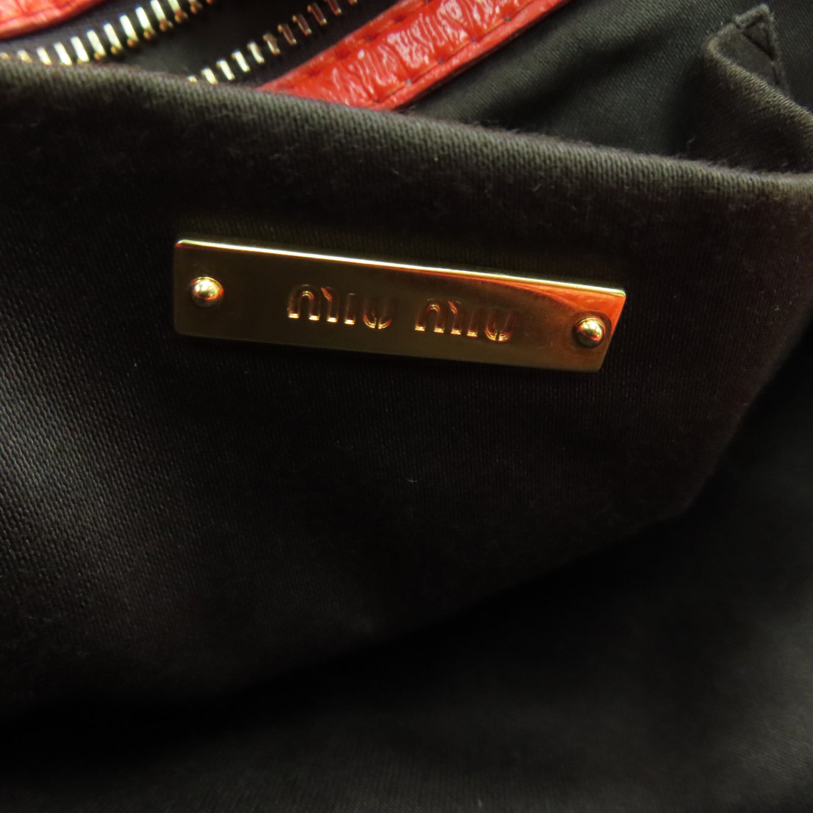 Miu Miu 漆皮皮革Tote Bag金扣手挽袋橙紅色