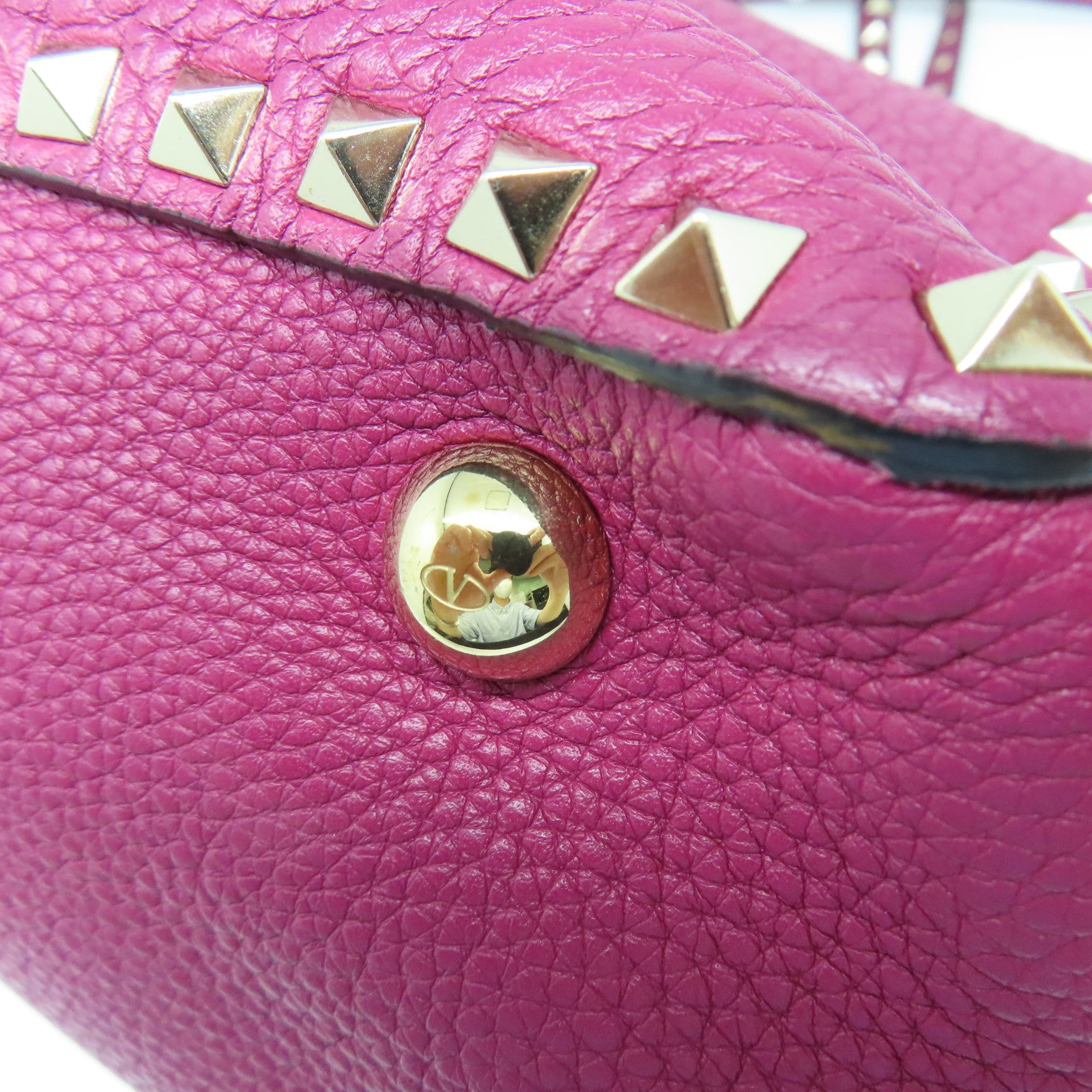 Valentino Cowhide Leather 2 Way Shoulder Gold Buckle Handle Shoulder Bag Purple