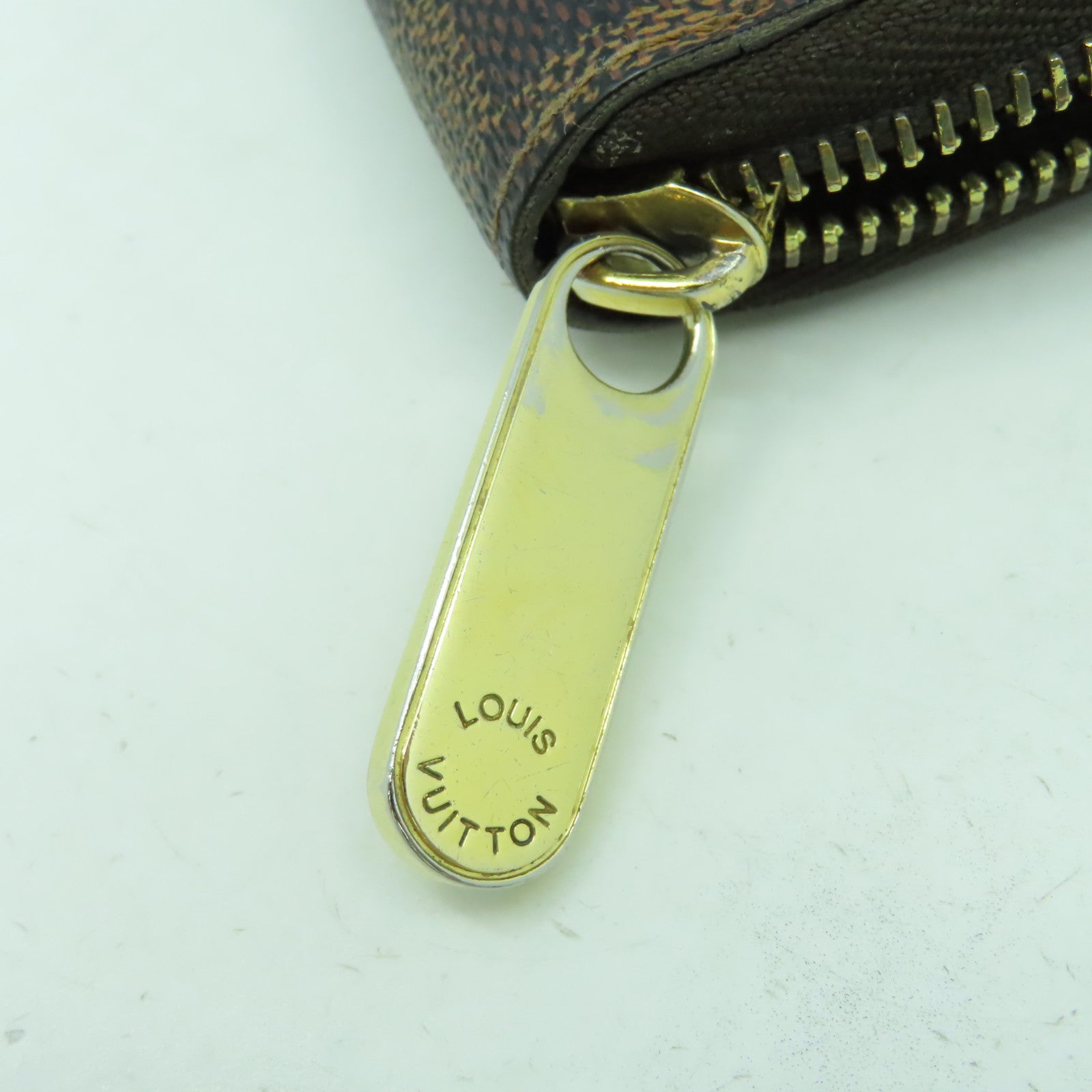 LOUIS VUITTON Damier Ebene Zipper Wallet金扣長錢包啡色