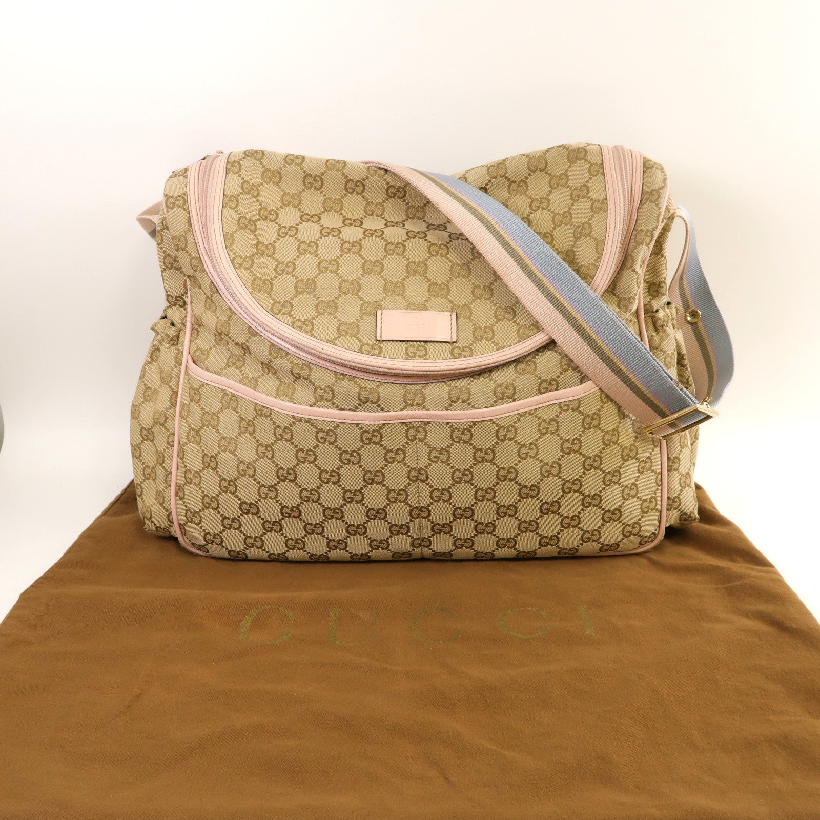 GUCCI 帆布Shoulder Bag金扣肩背袋啡色