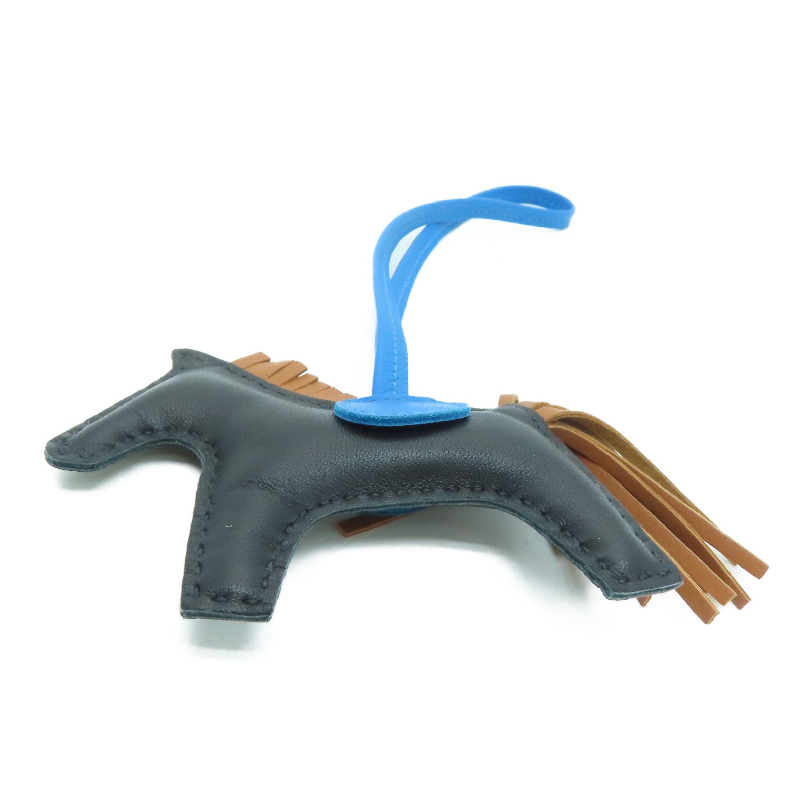 HERMES [Sharp Discount] Swift Leather Rodeo PM Charm Black Blue