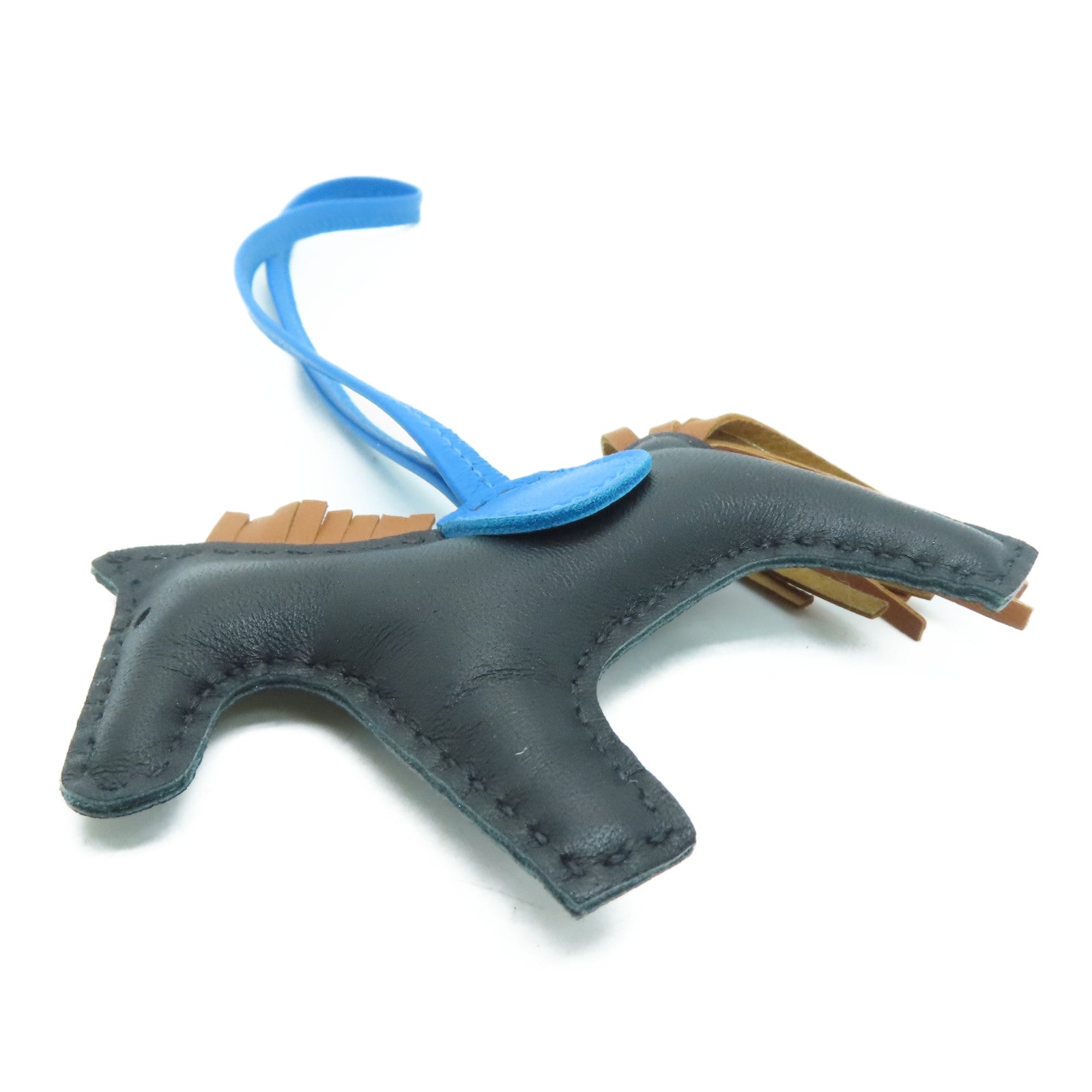 HERMES [Sharp Discount] Swift Leather Rodeo PM Charm Black Blue