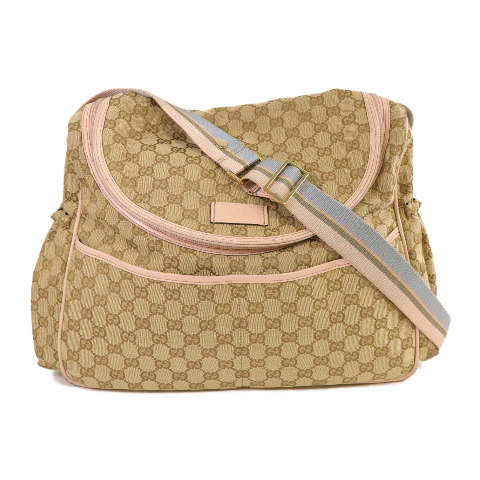 GUCCI 帆布Shoulder Bag金扣肩背袋啡色